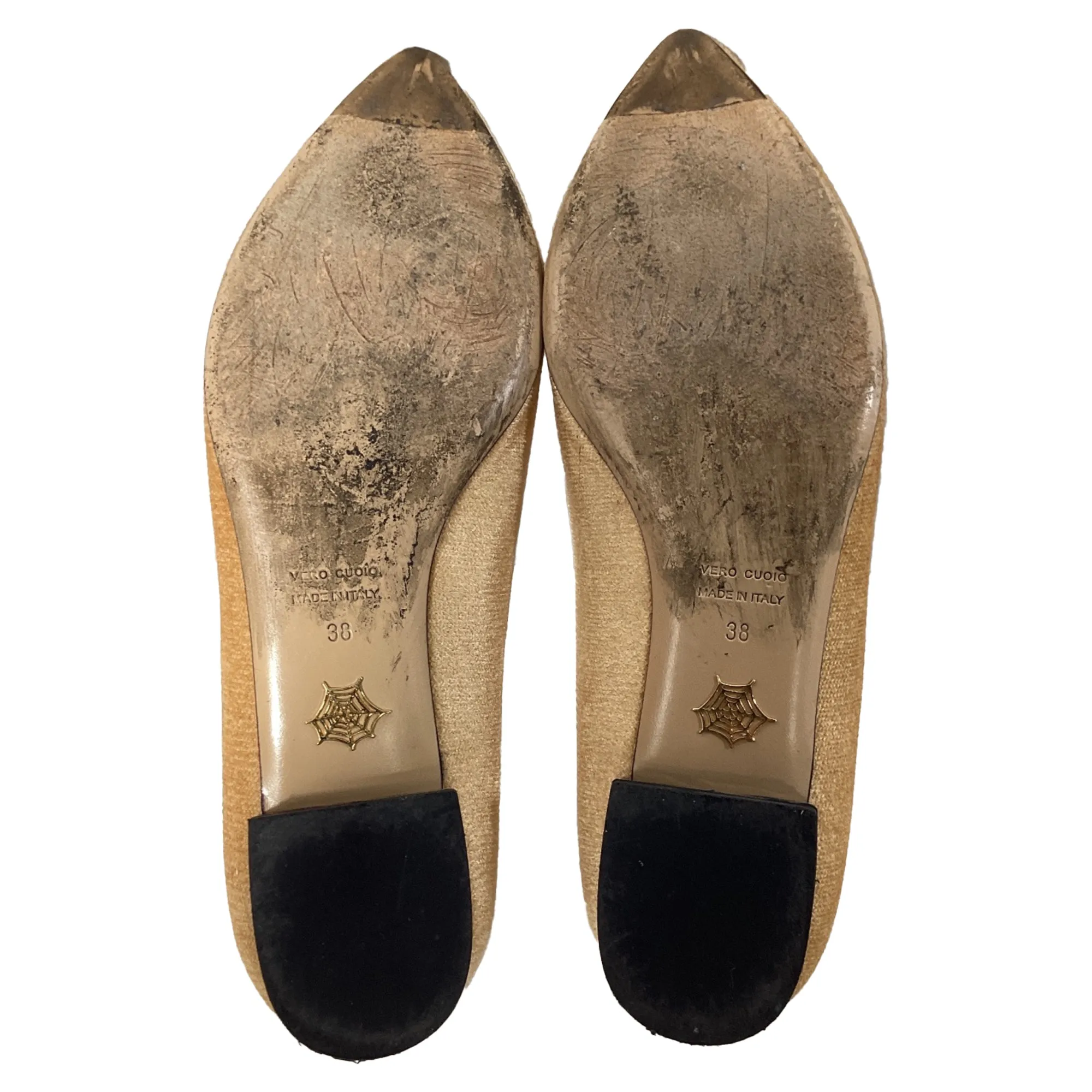 Charlotte Olympia Mid Century Kitty Ballet Flats in Beige Velvet