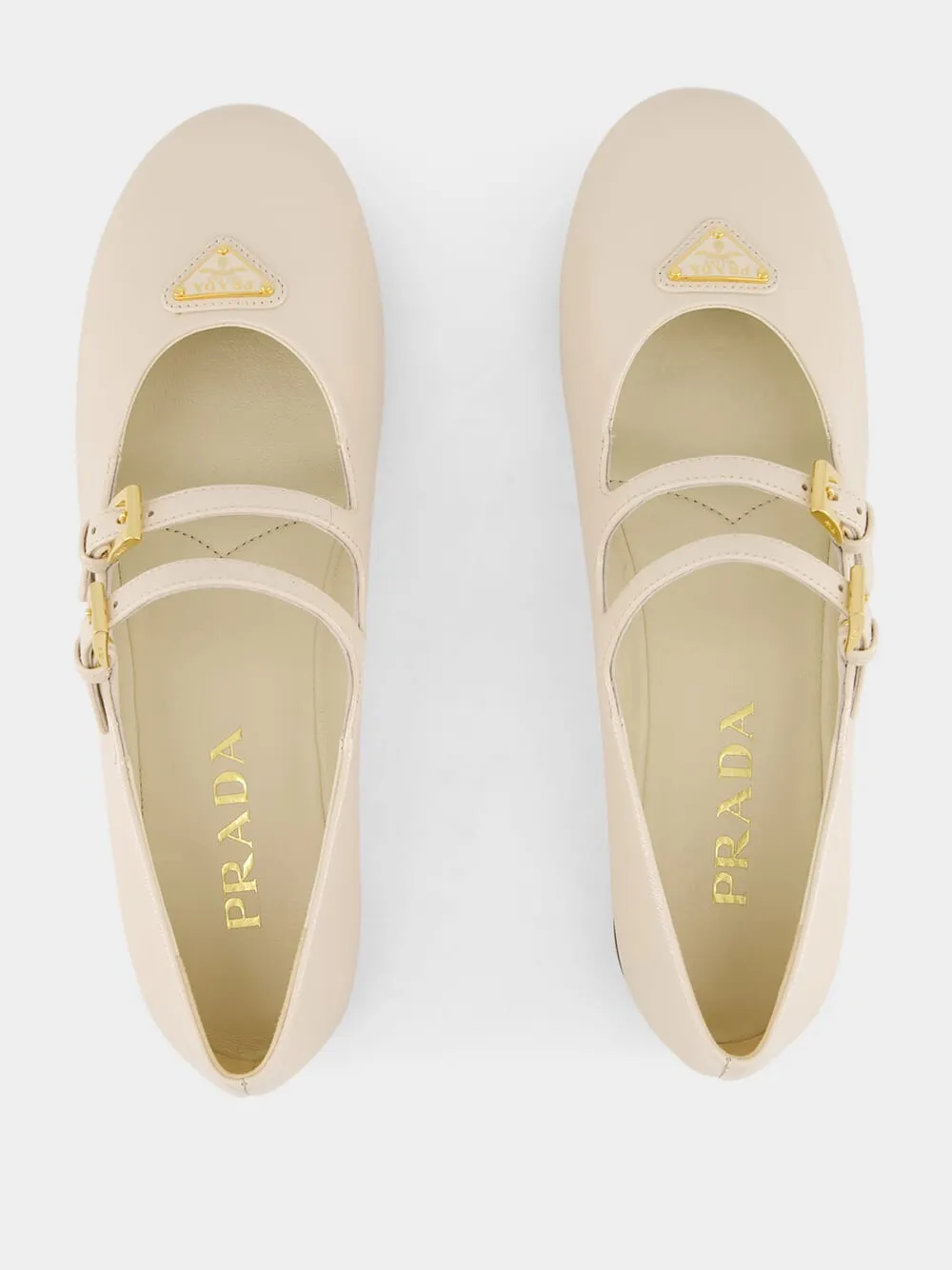 Cream Double-Strap Ballerinas