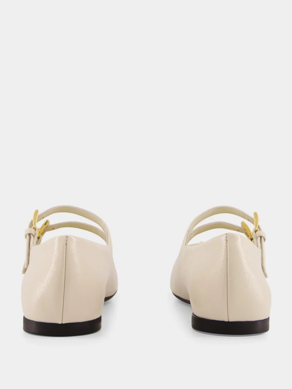 Cream Double-Strap Ballerinas