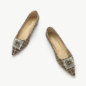 Crystal Buckle Tweed Flats (Aida)