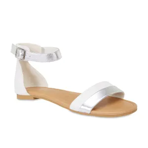 Domino Sandal in White Leather