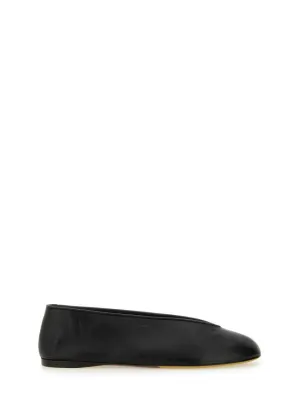 Duck" Dancer Black Leather Flats
