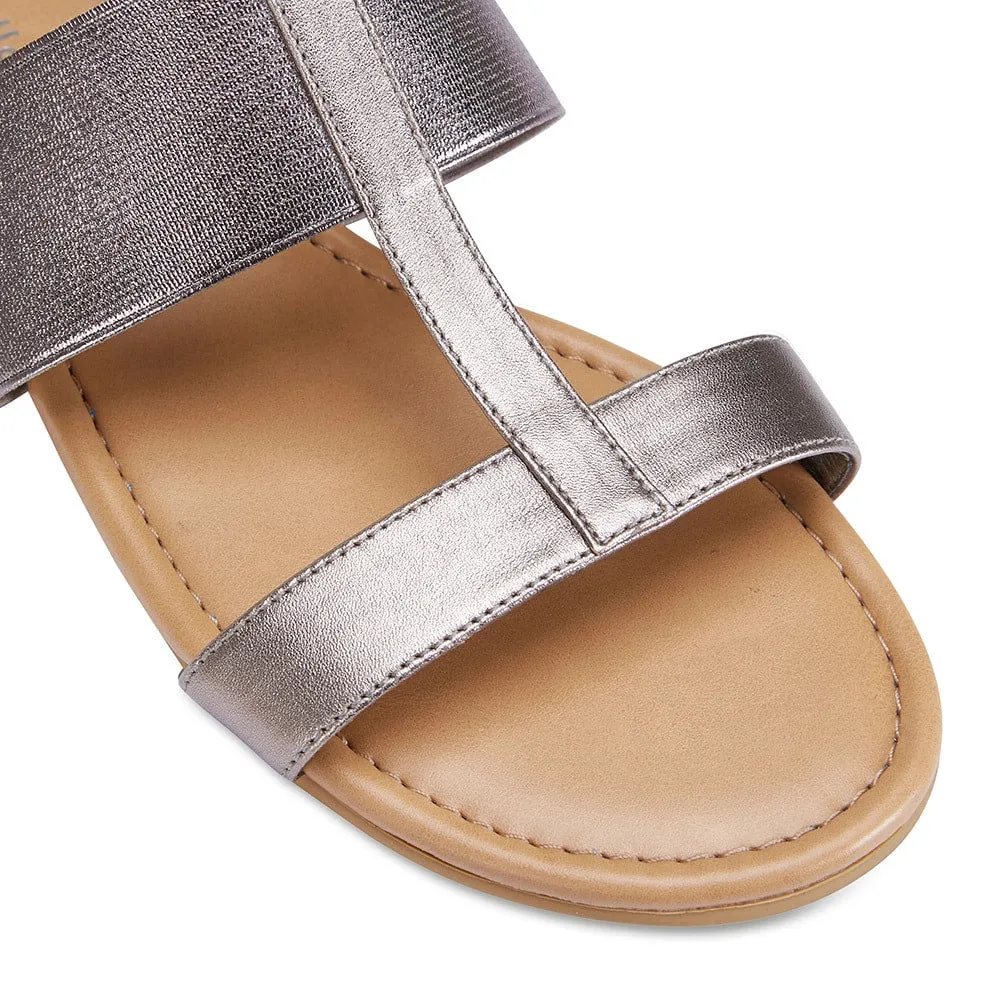 Duke Slide in Pewter Leather