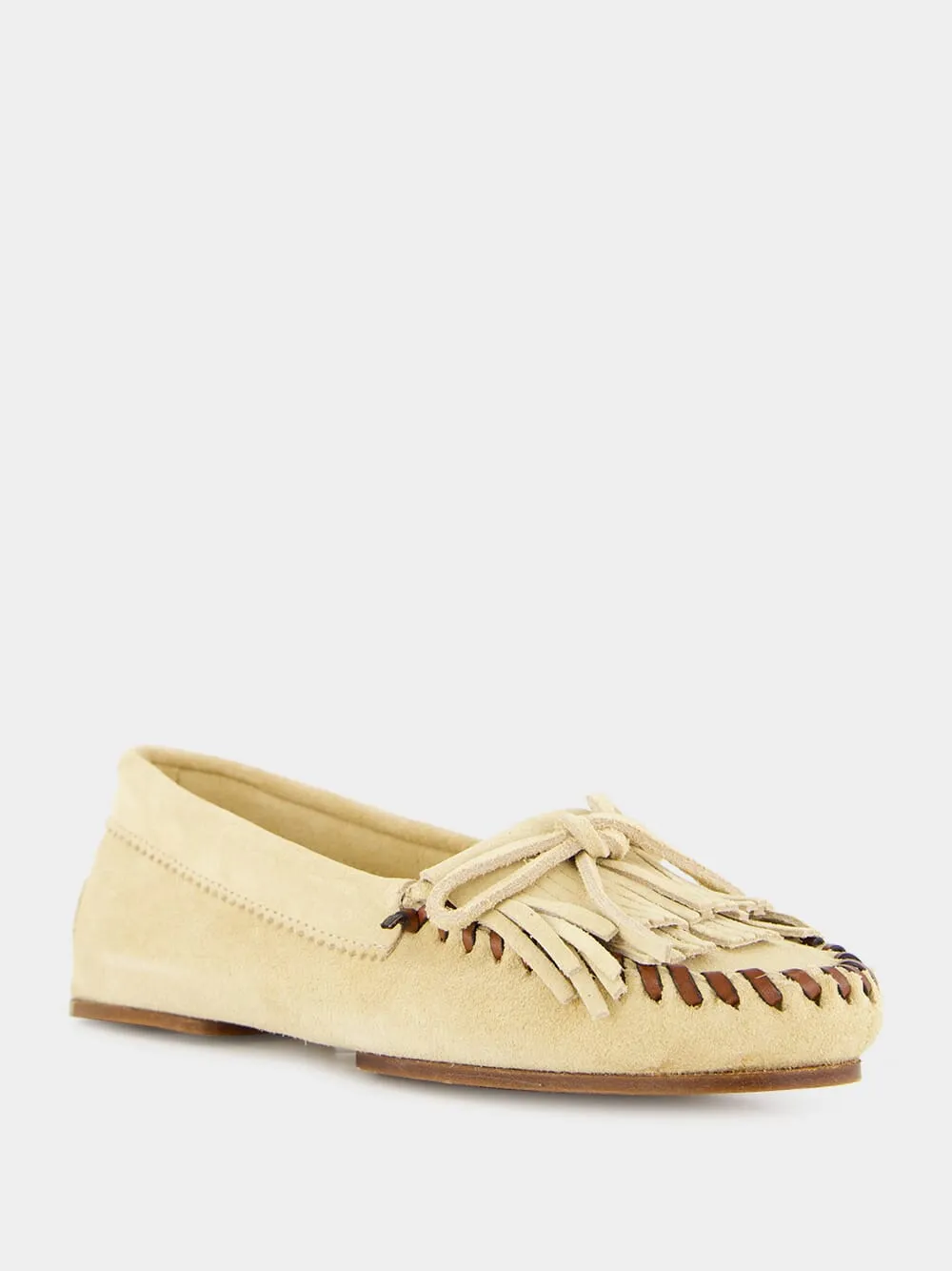 Ecru Indiana Suede Leather Loafers