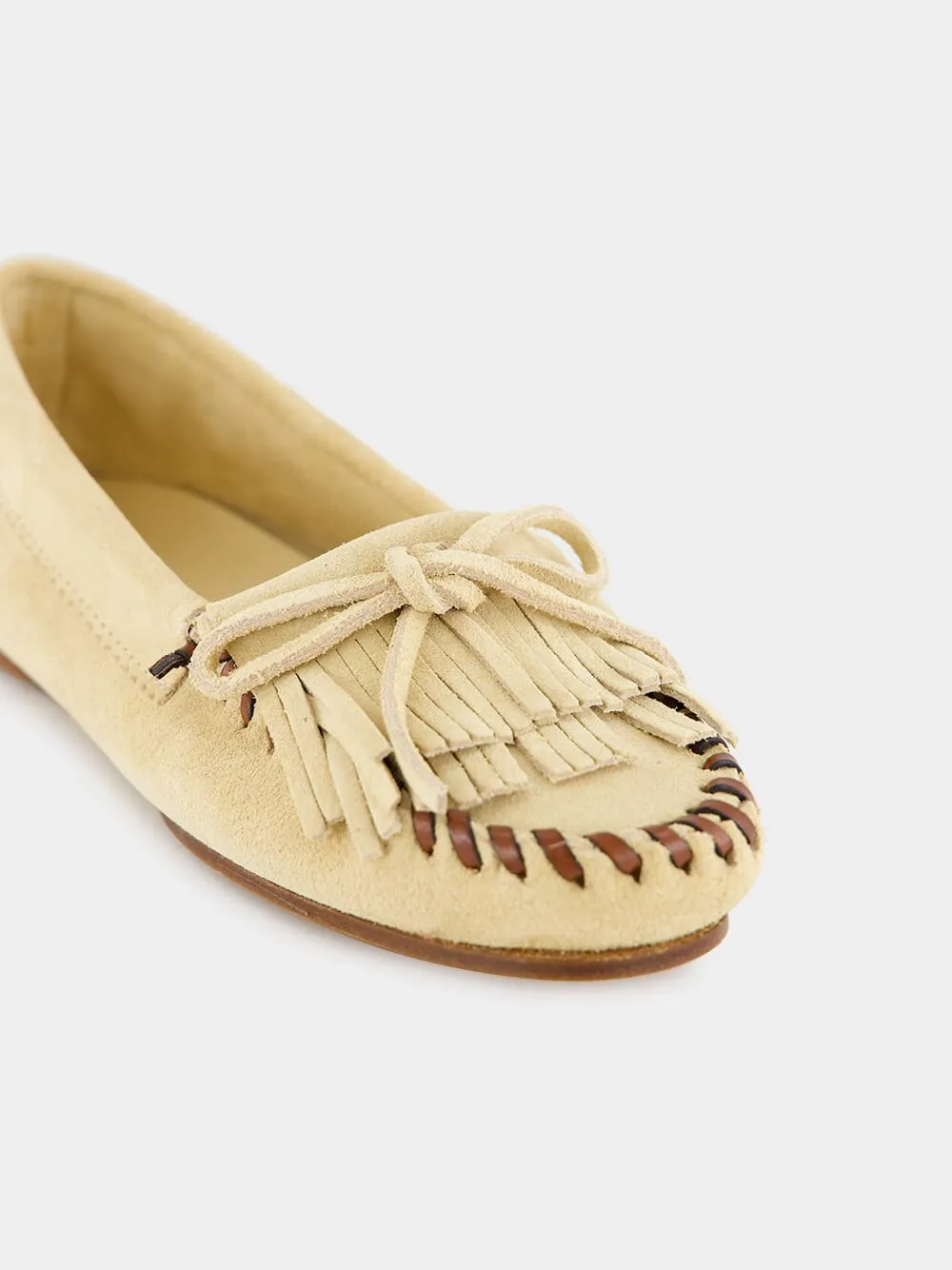 Ecru Indiana Suede Leather Loafers
