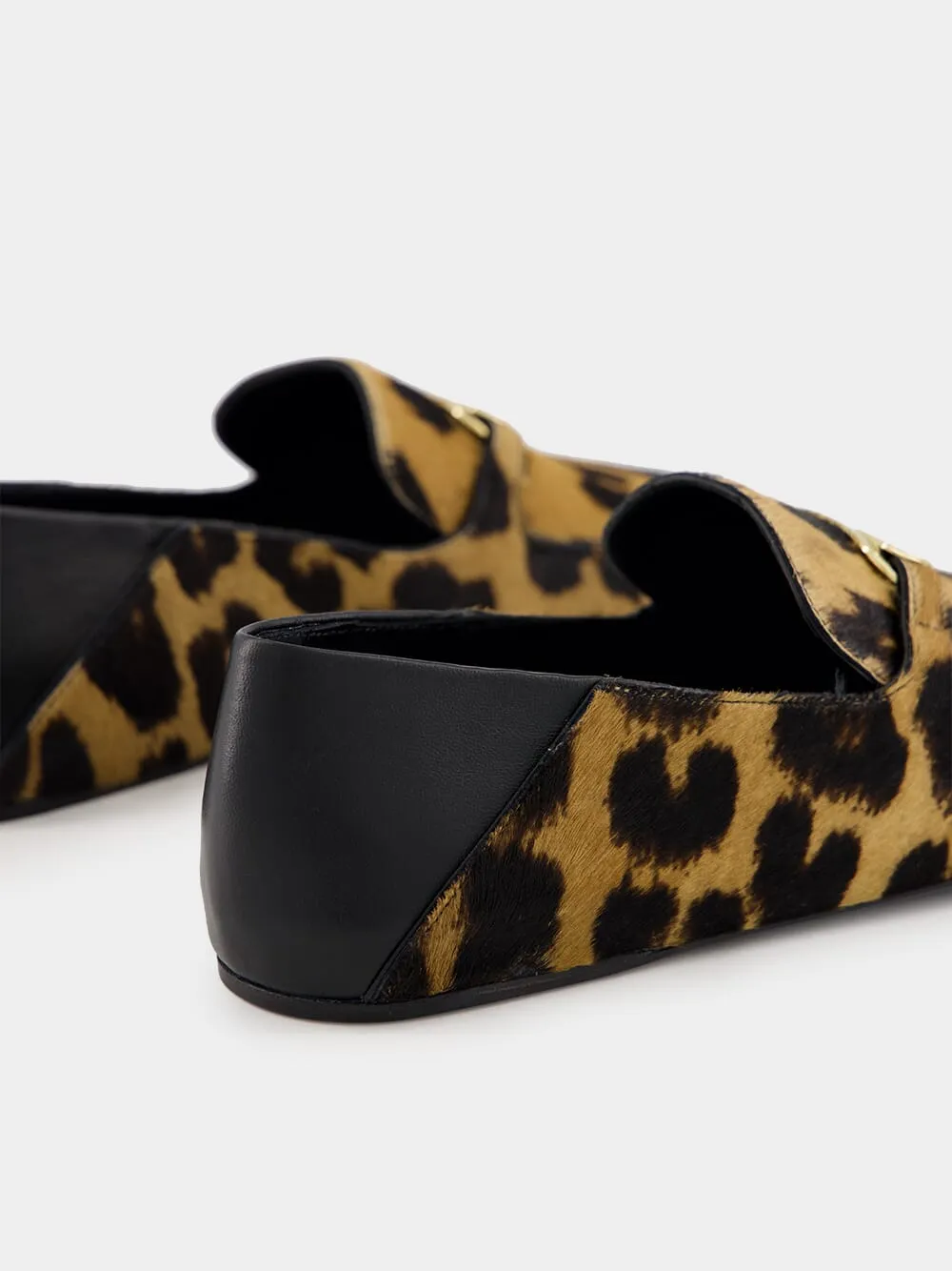 Elaine Leopard-Print Loafers with Gold Ornament
