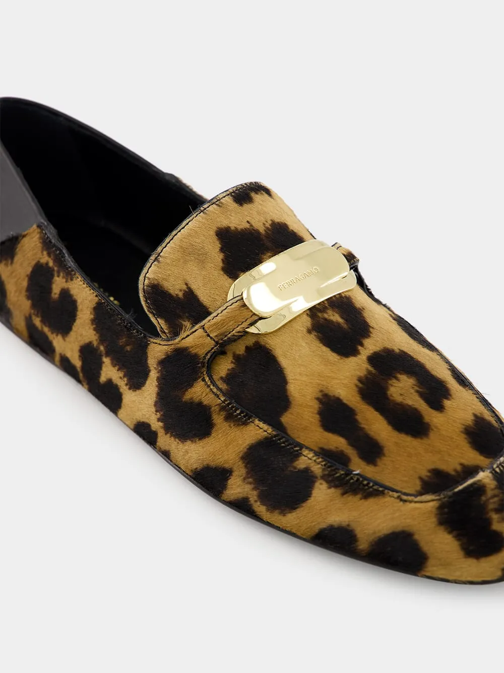 Elaine Leopard-Print Loafers with Gold Ornament