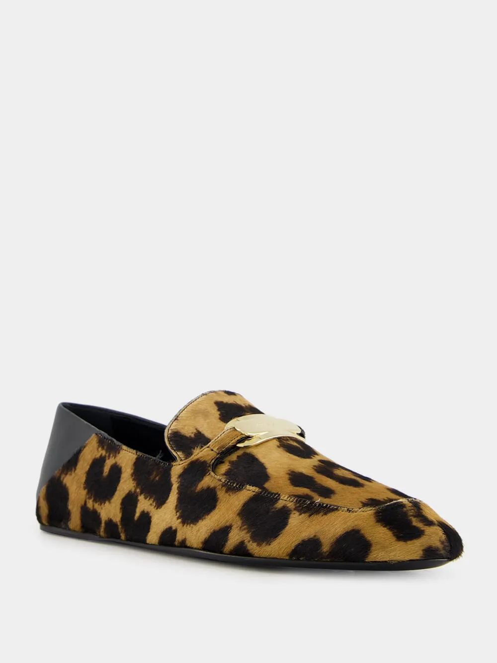 Elaine Leopard-Print Loafers with Gold Ornament