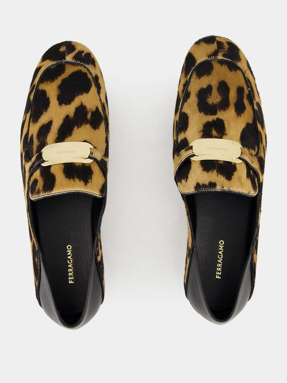 Elaine Leopard-Print Loafers with Gold Ornament