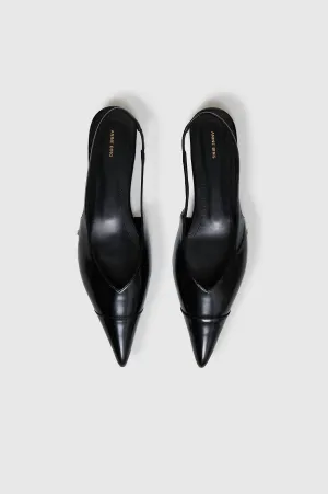 Elena Slingback Flats In High Shine Black