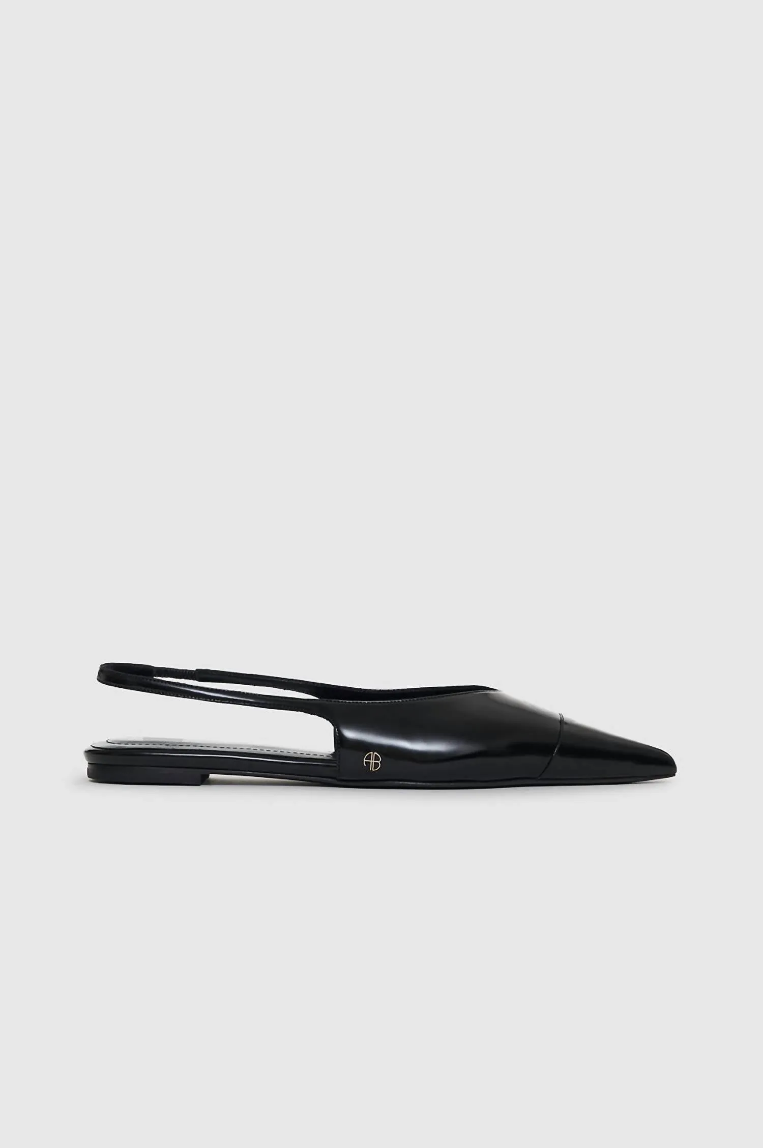 Elena Slingback Flats In High Shine Black