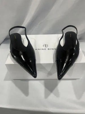 Elena Slingback Flats In High Shine Black