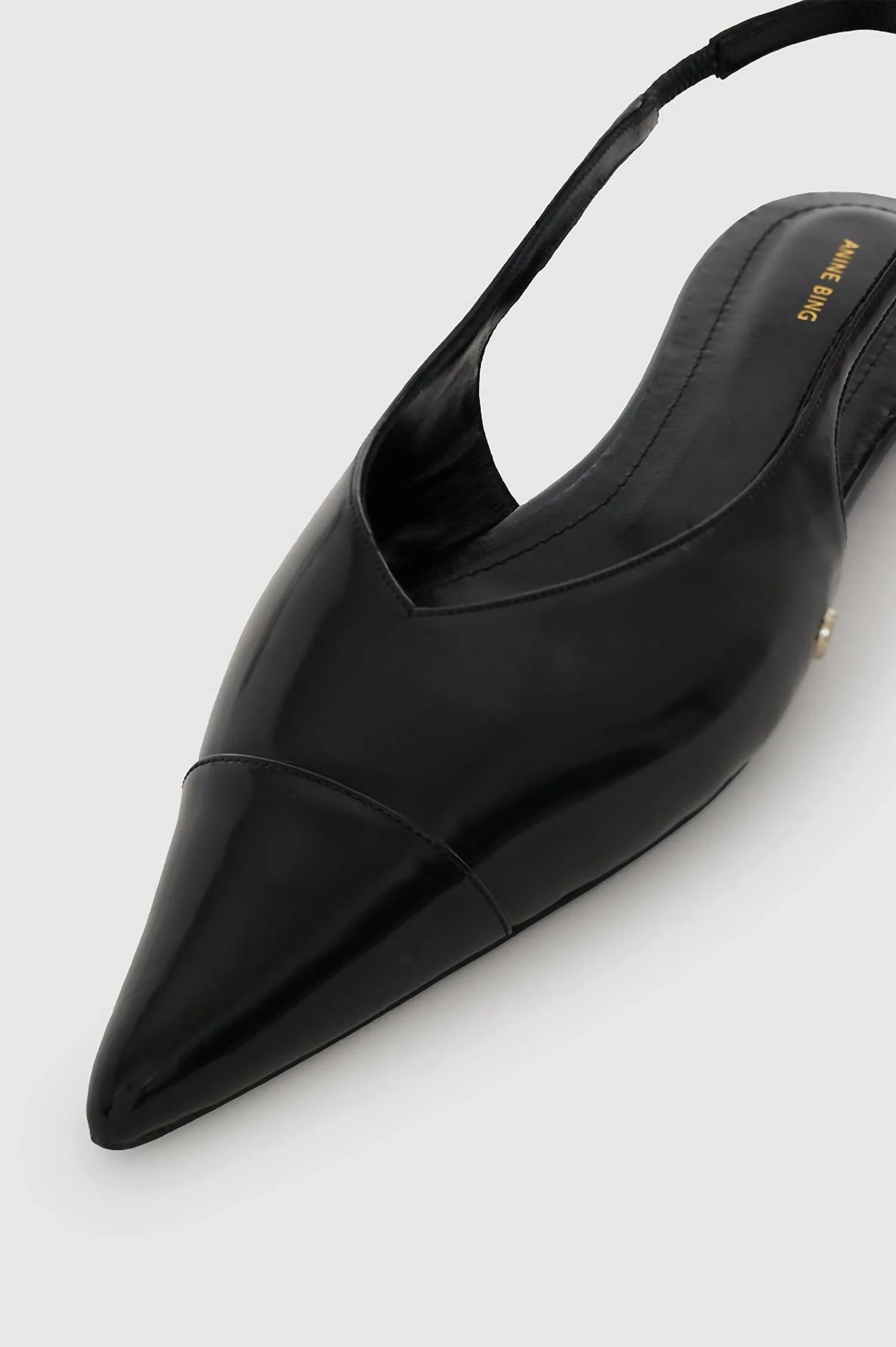 Elena Slingback Flats In High Shine Black