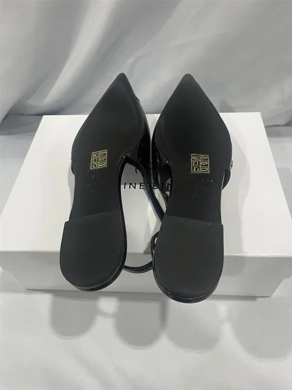 Elena Slingback Flats In High Shine Black