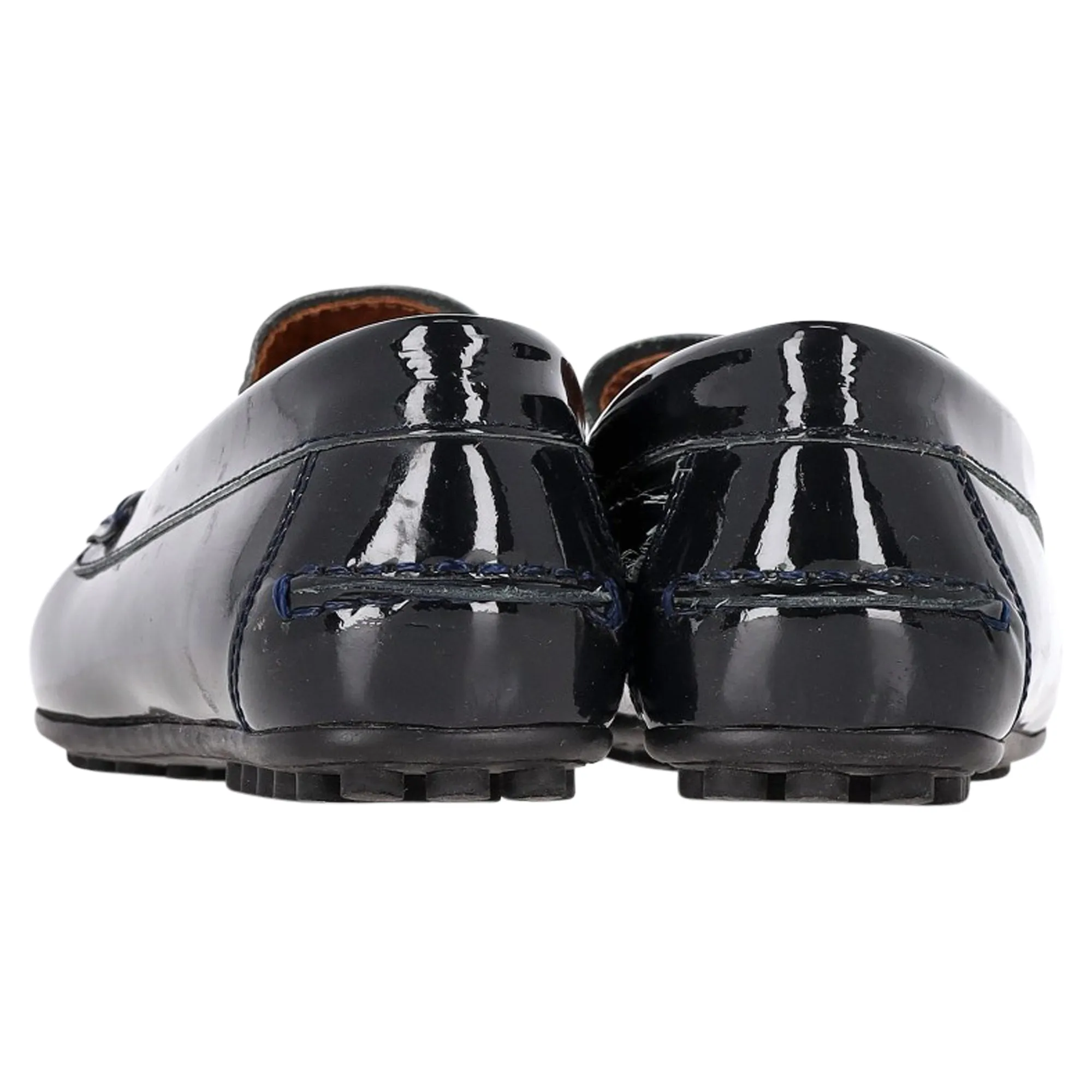 Emporio Armani Logo Driving Shoes in Black Patent Leather