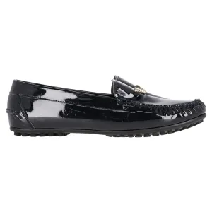 Emporio Armani Logo Driving Shoes in Black Patent Leather