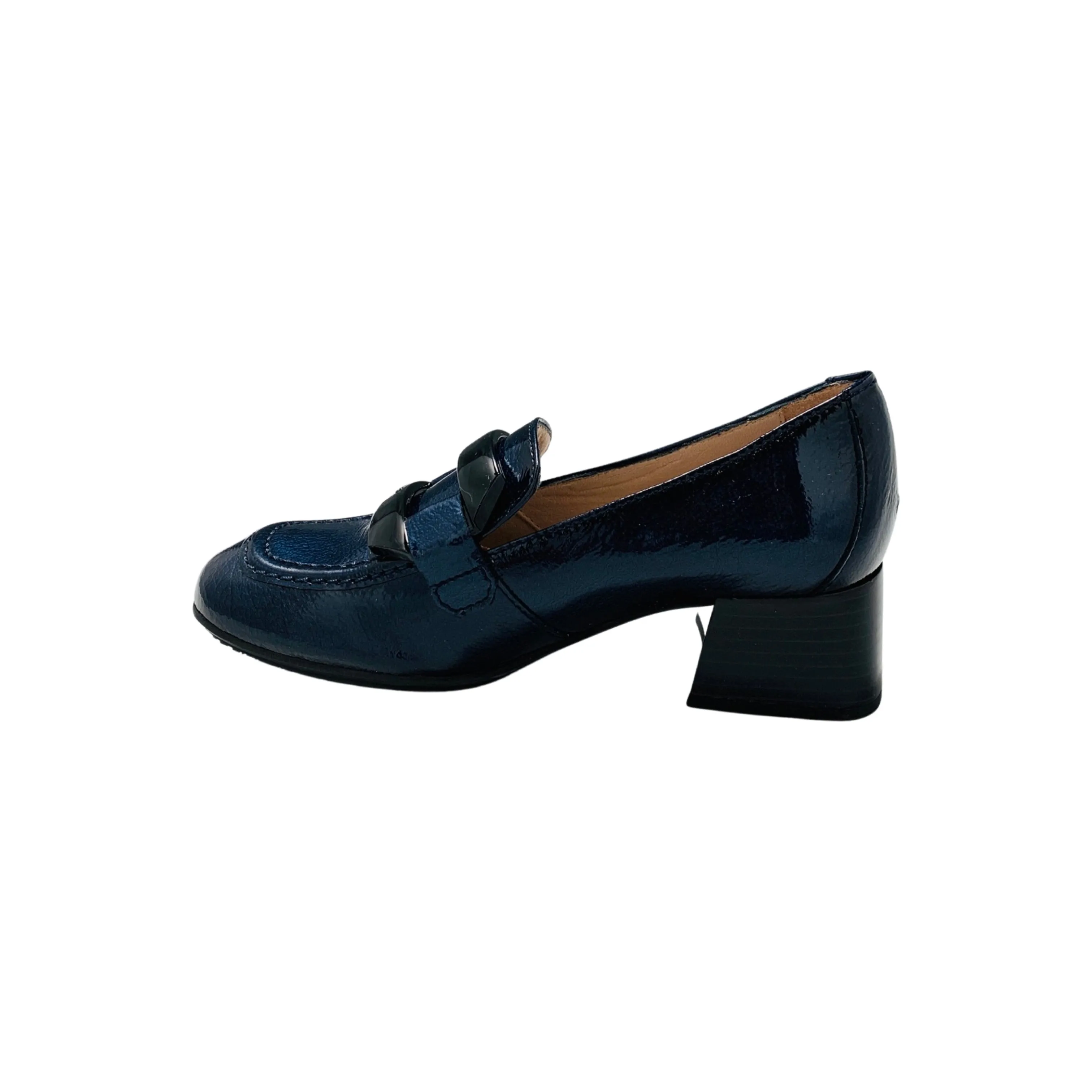 Etna Navy Patent Low Heel Loafer