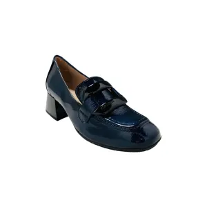 Etna Navy Patent Low Heel Loafer