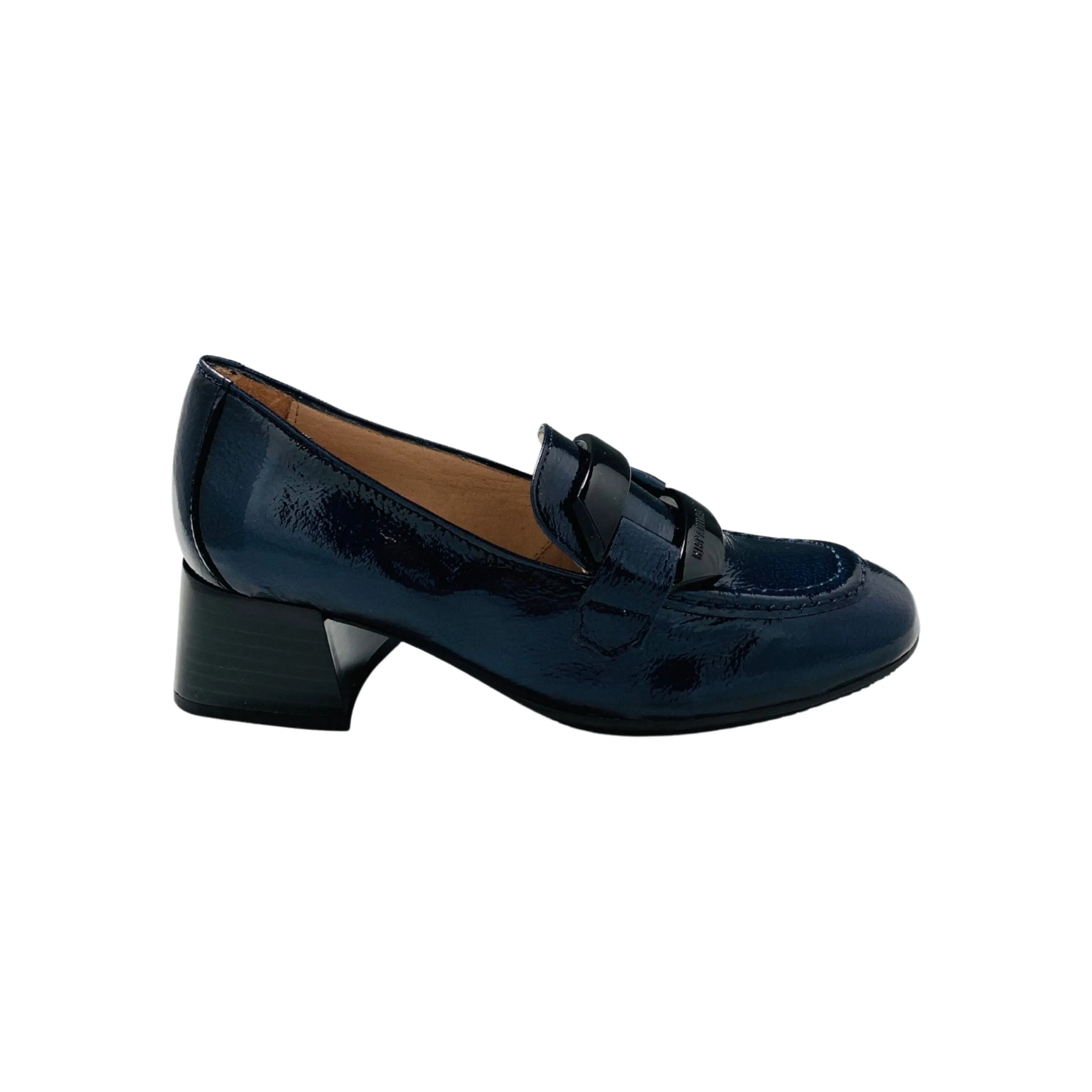 Etna Navy Patent Low Heel Loafer