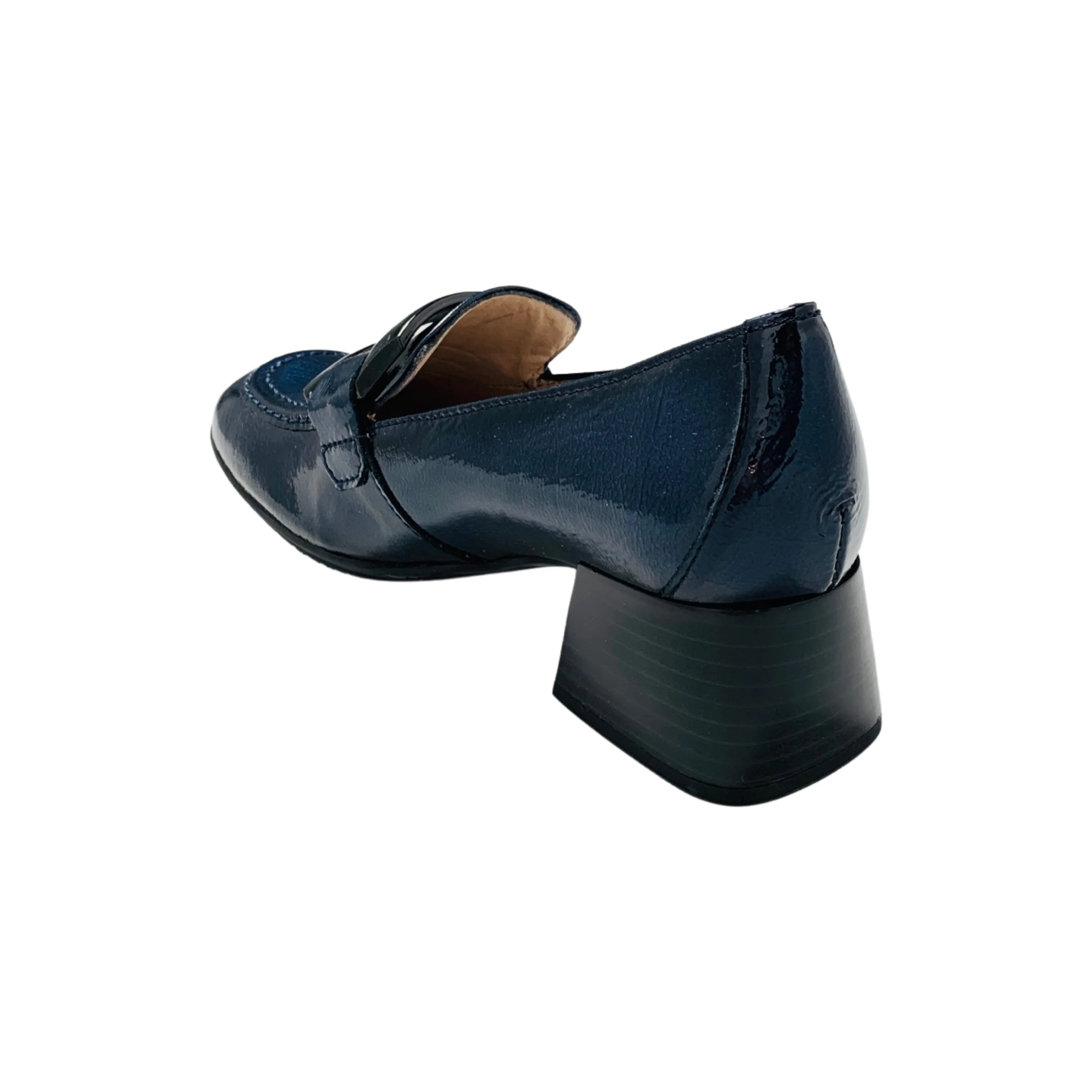 Etna Navy Patent Low Heel Loafer