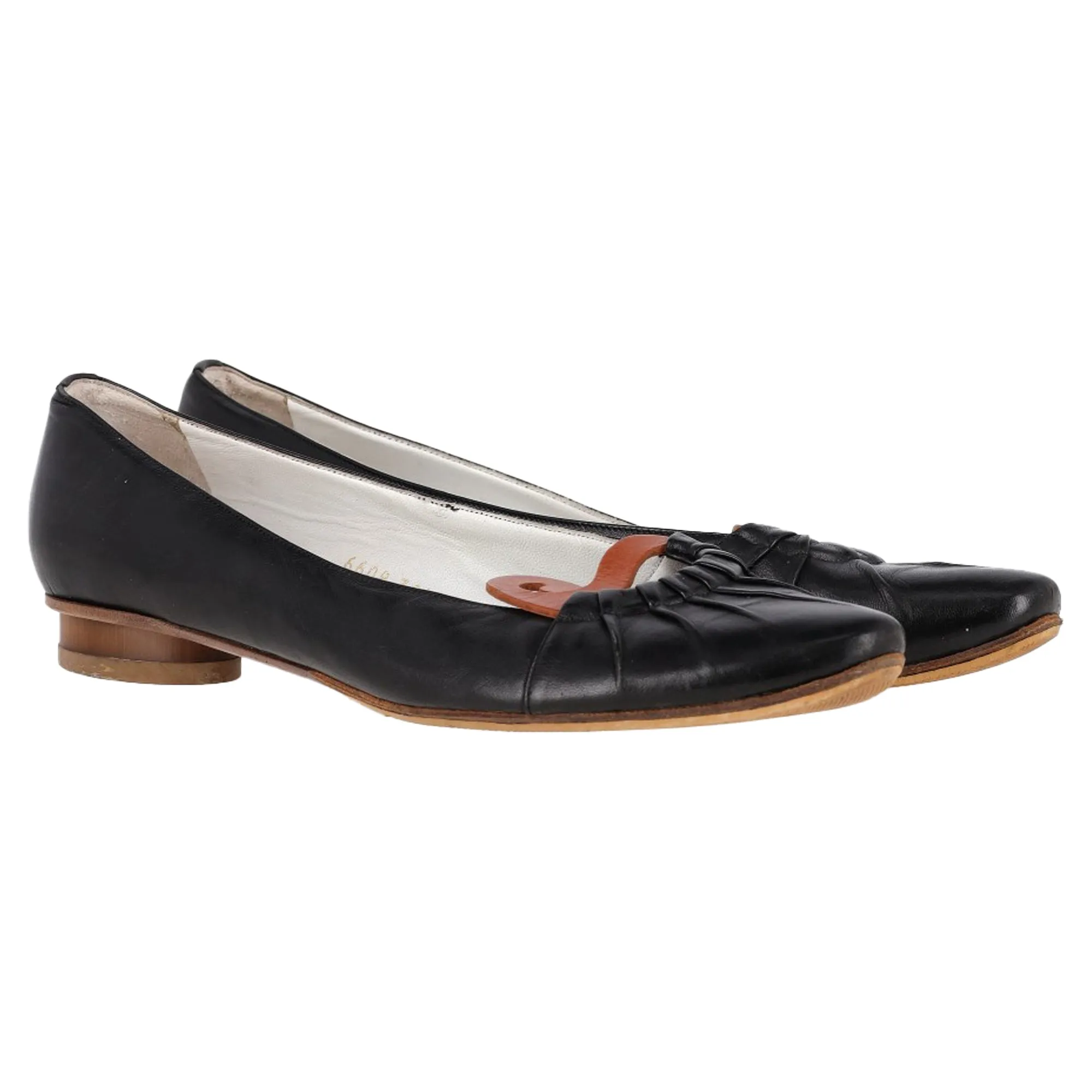 Etro Pleated Ballet Flats in Black Leather