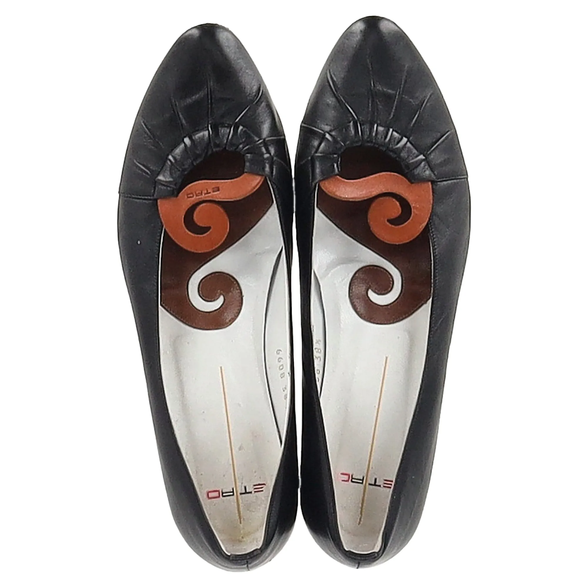 Etro Pleated Ballet Flats in Black Leather