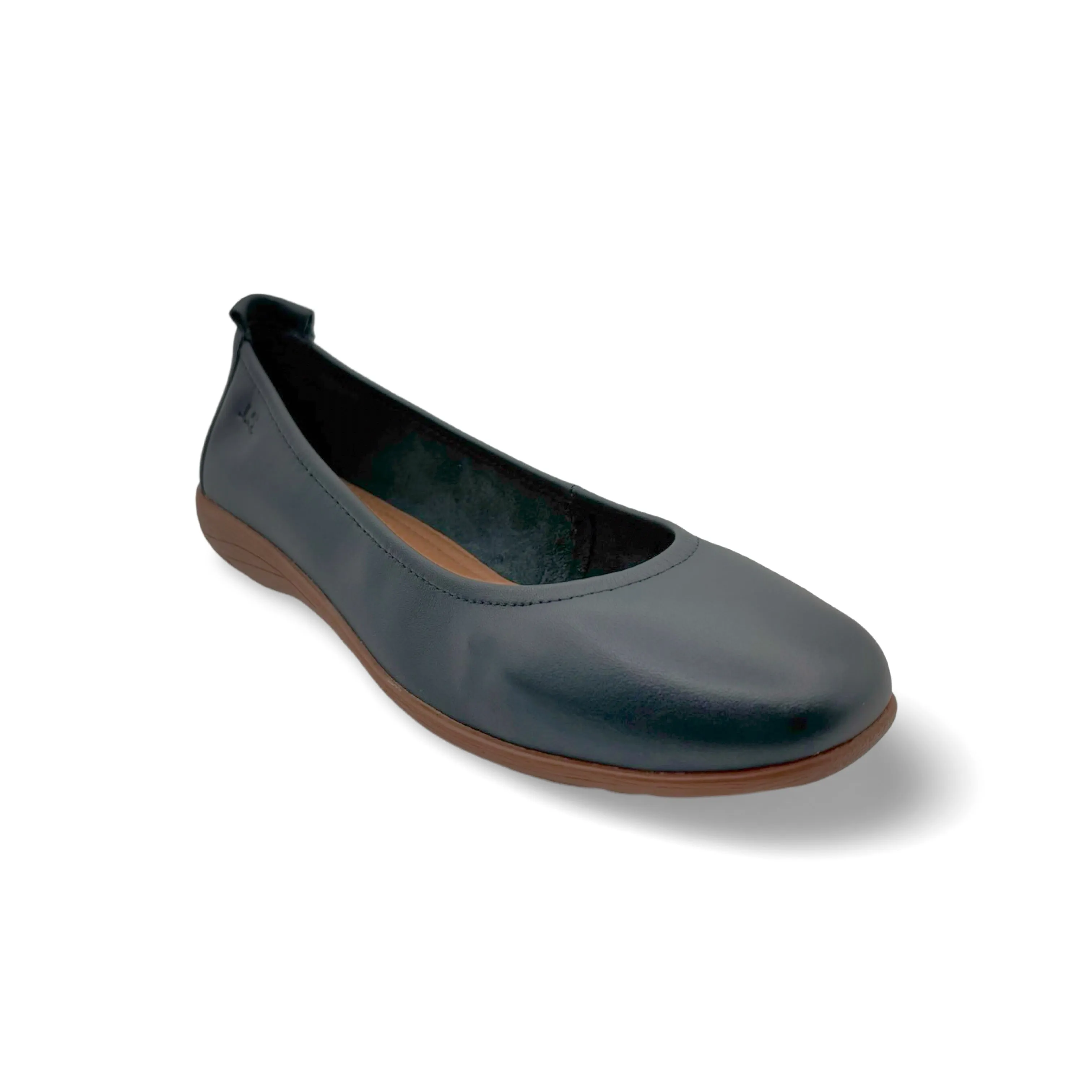 Fenja Navy Leather Flat