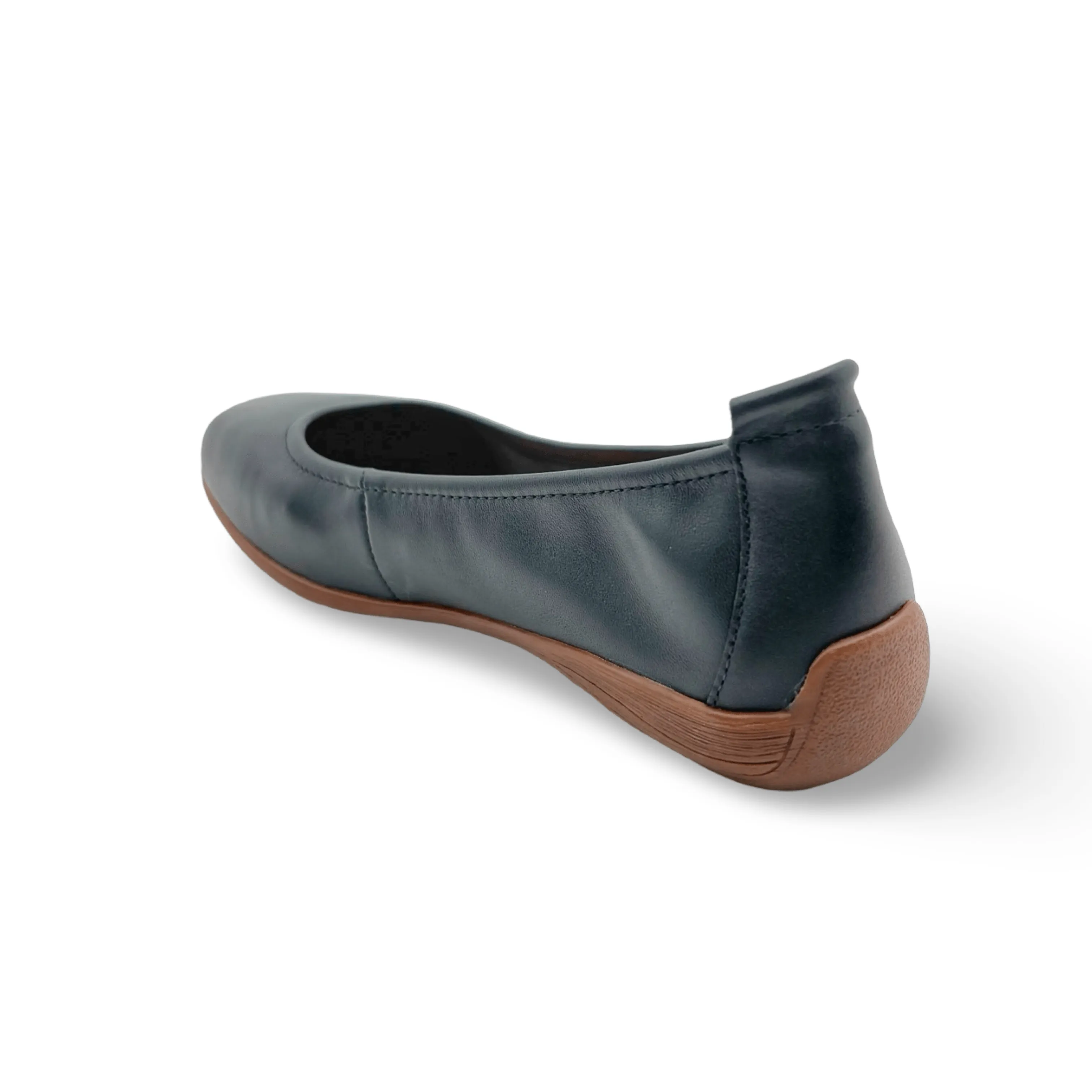 Fenja Navy Leather Flat
