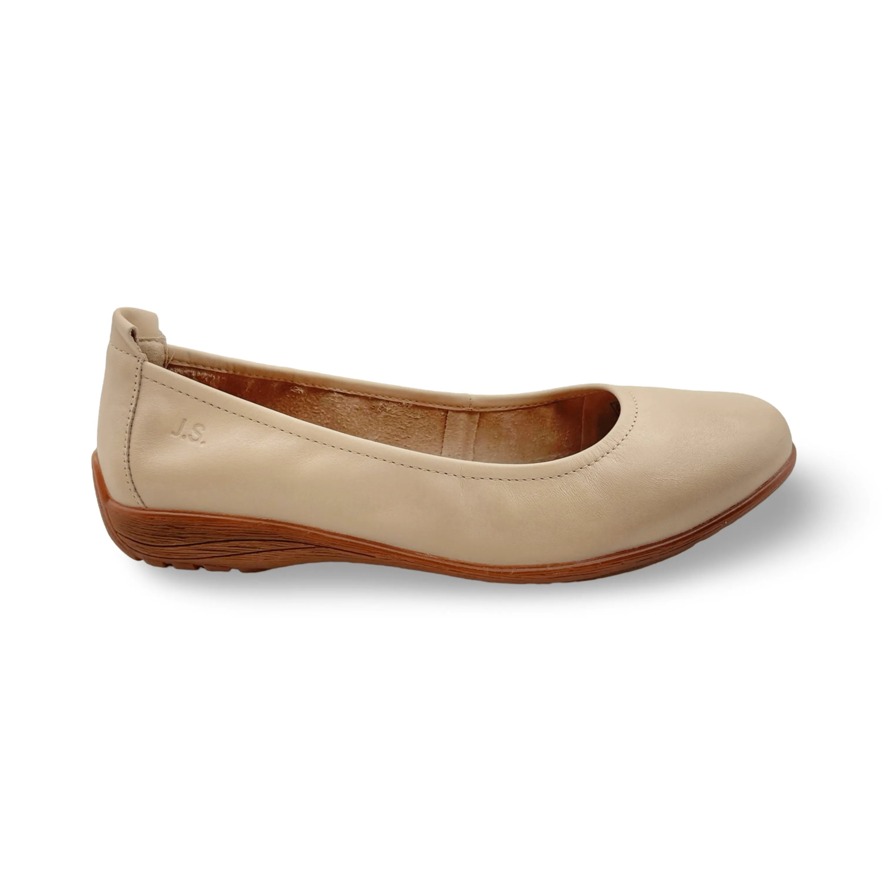 Fenja Sand Leather Flat