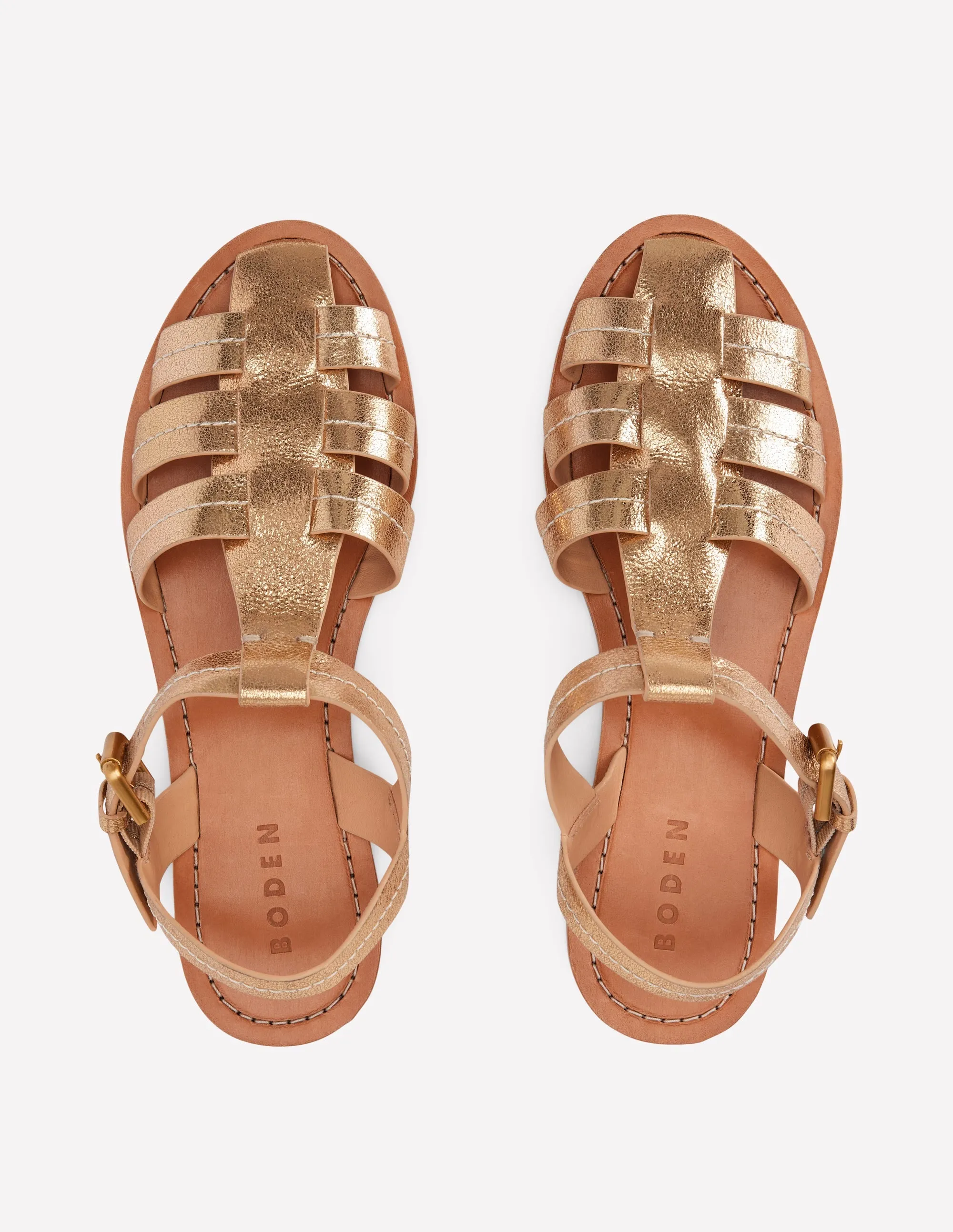 Fisherman Flat Sandals-Gold