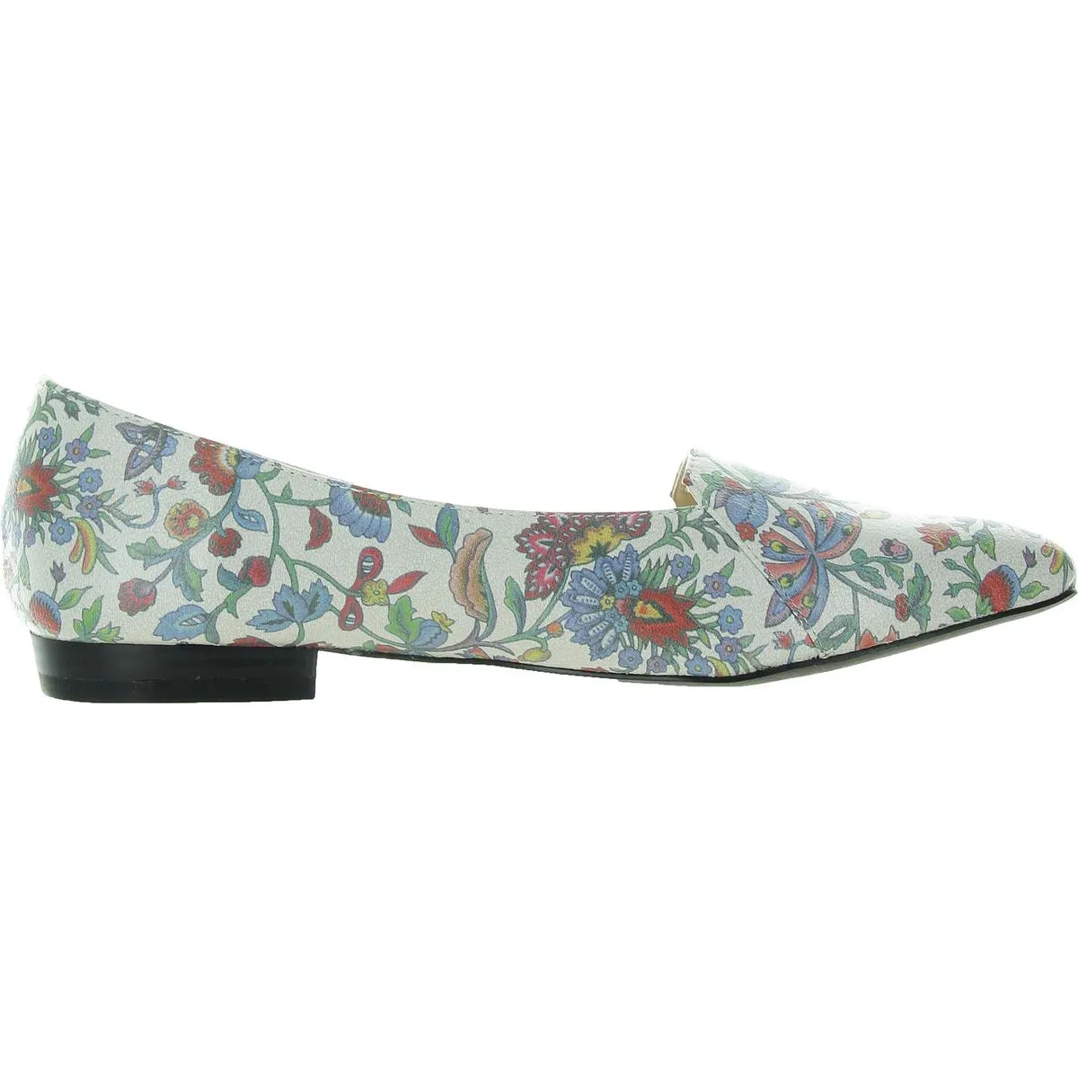 Flora Flower Womens Faux Leather Slip On Pointed Toe Flats