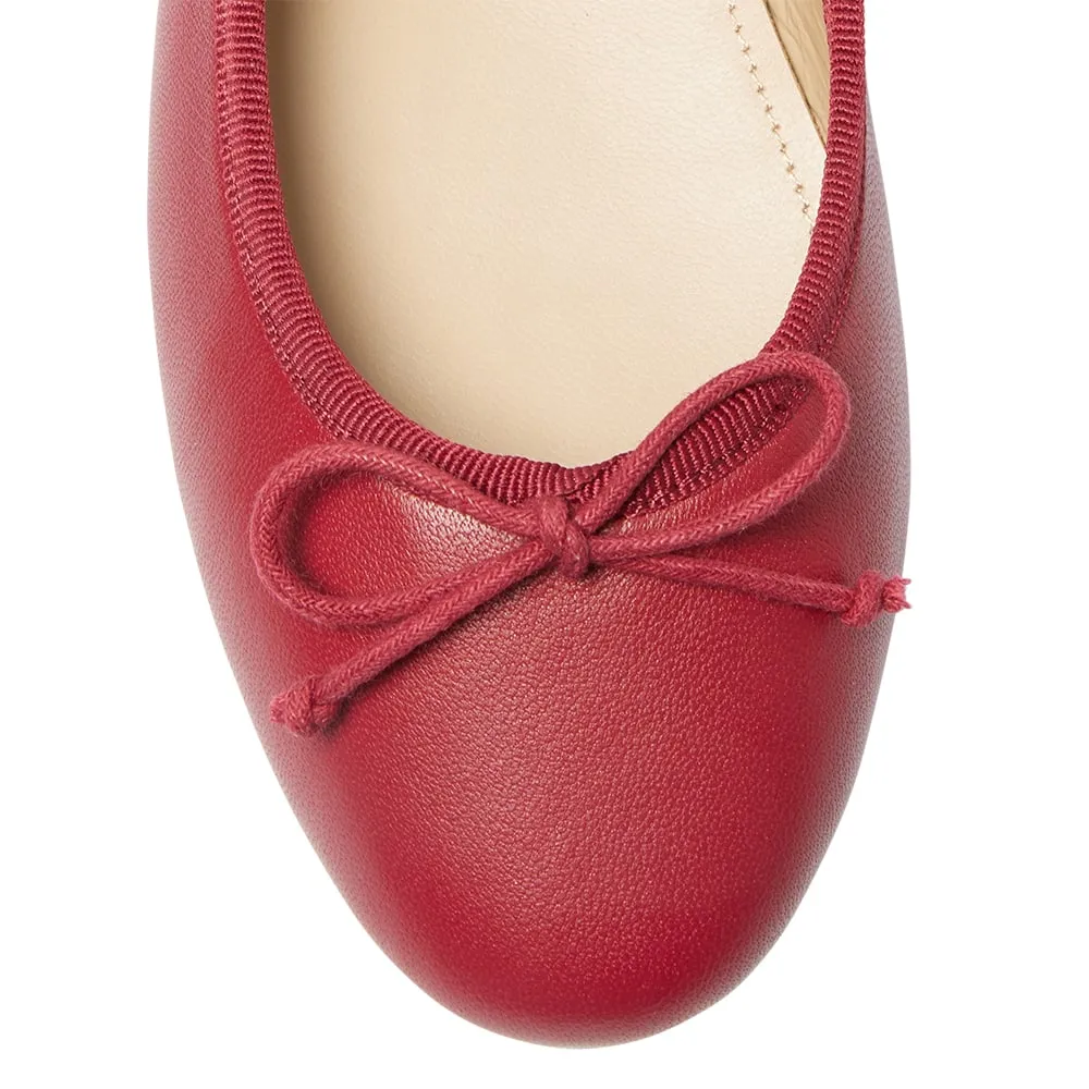 Fonteyn Flat in Red Leather