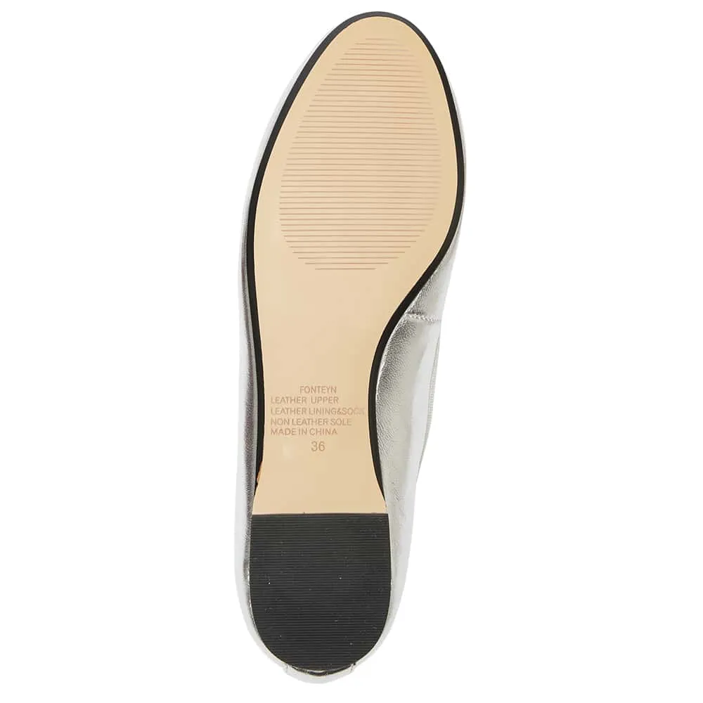 Fonteyn Flat in Silver Metallic Leather