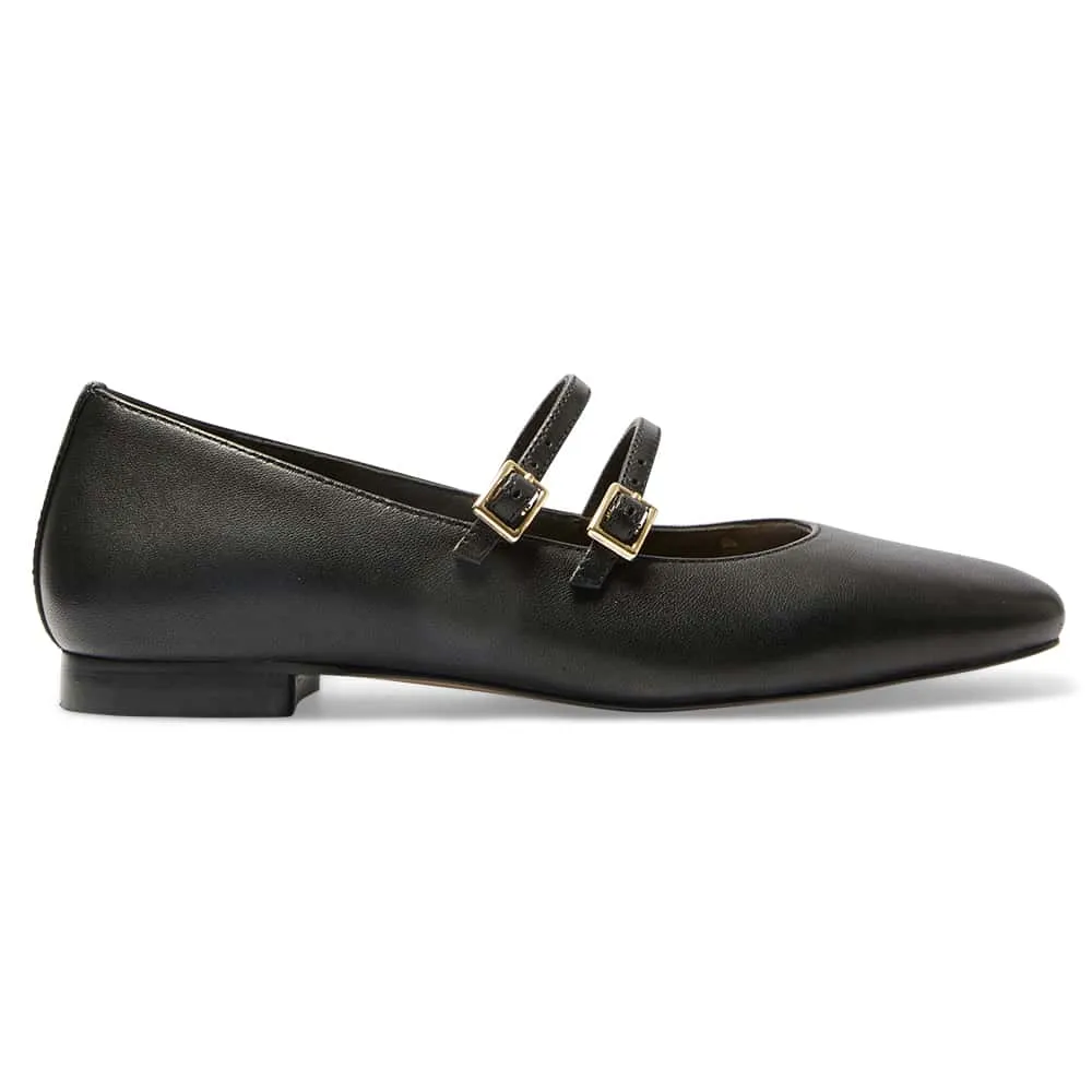 Freda Flat in Black Leather