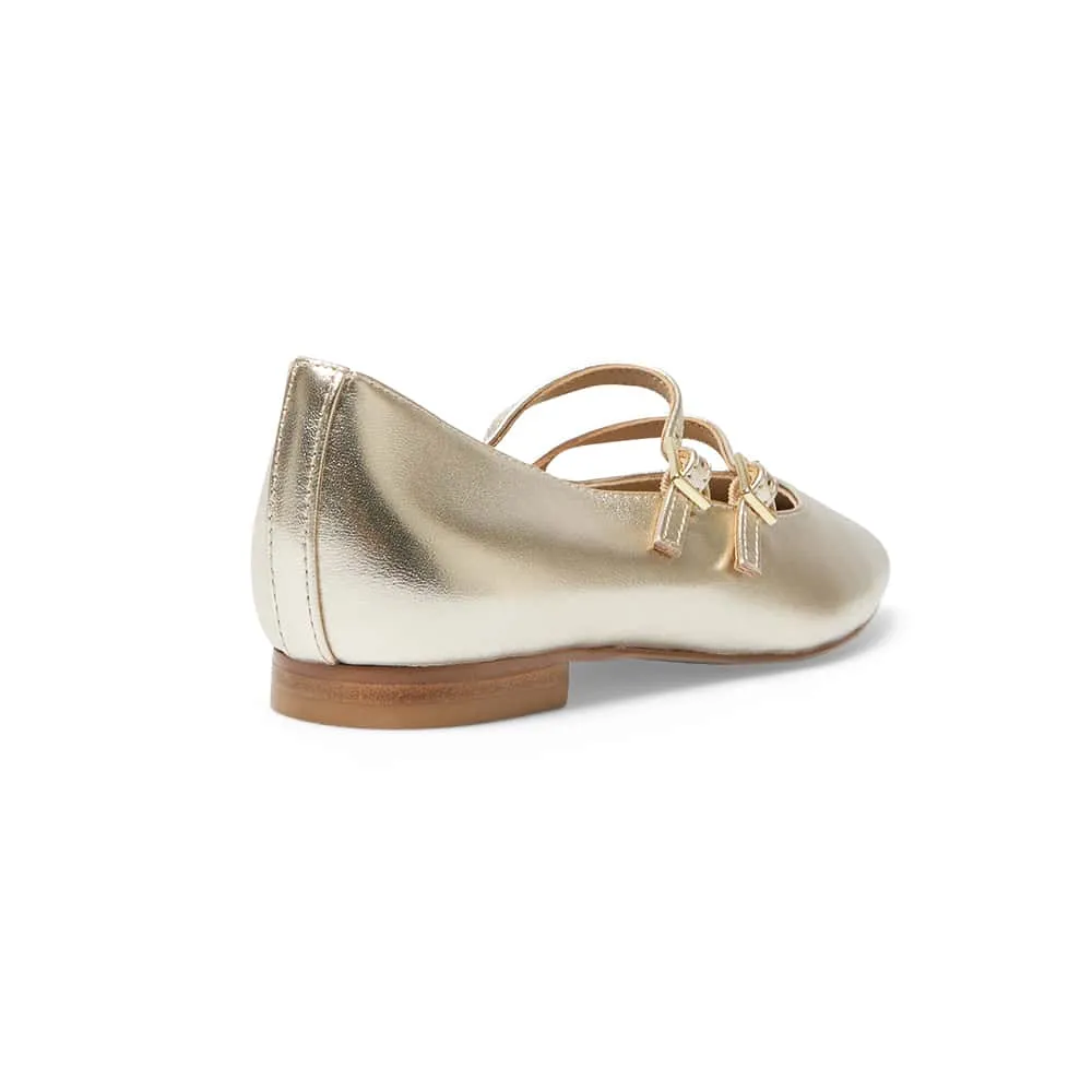 Freda Flat in Gold Metallic Leather