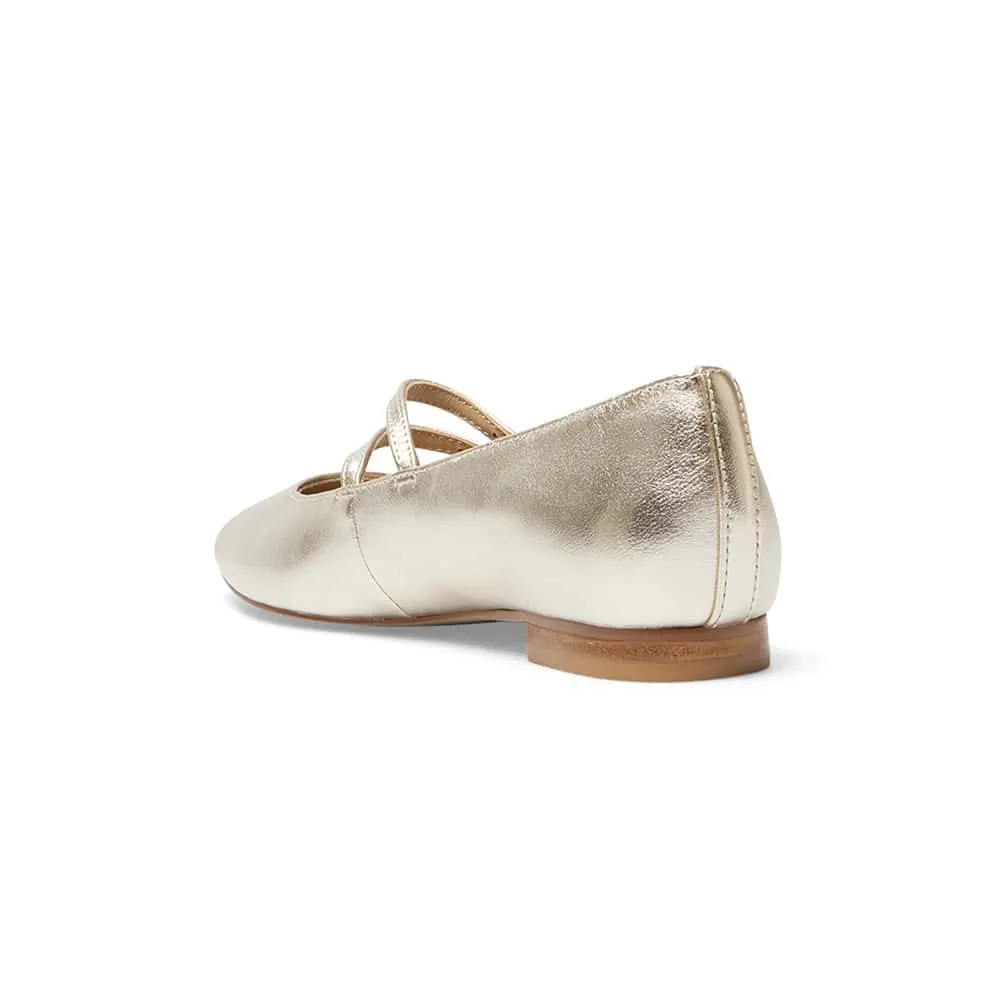 Freda Flat in Gold Metallic Leather