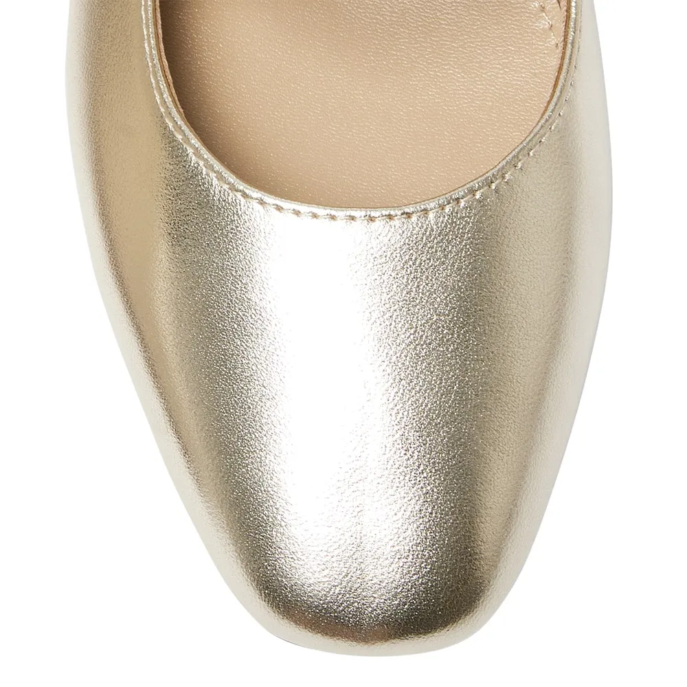 Freda Flat in Gold Metallic Leather