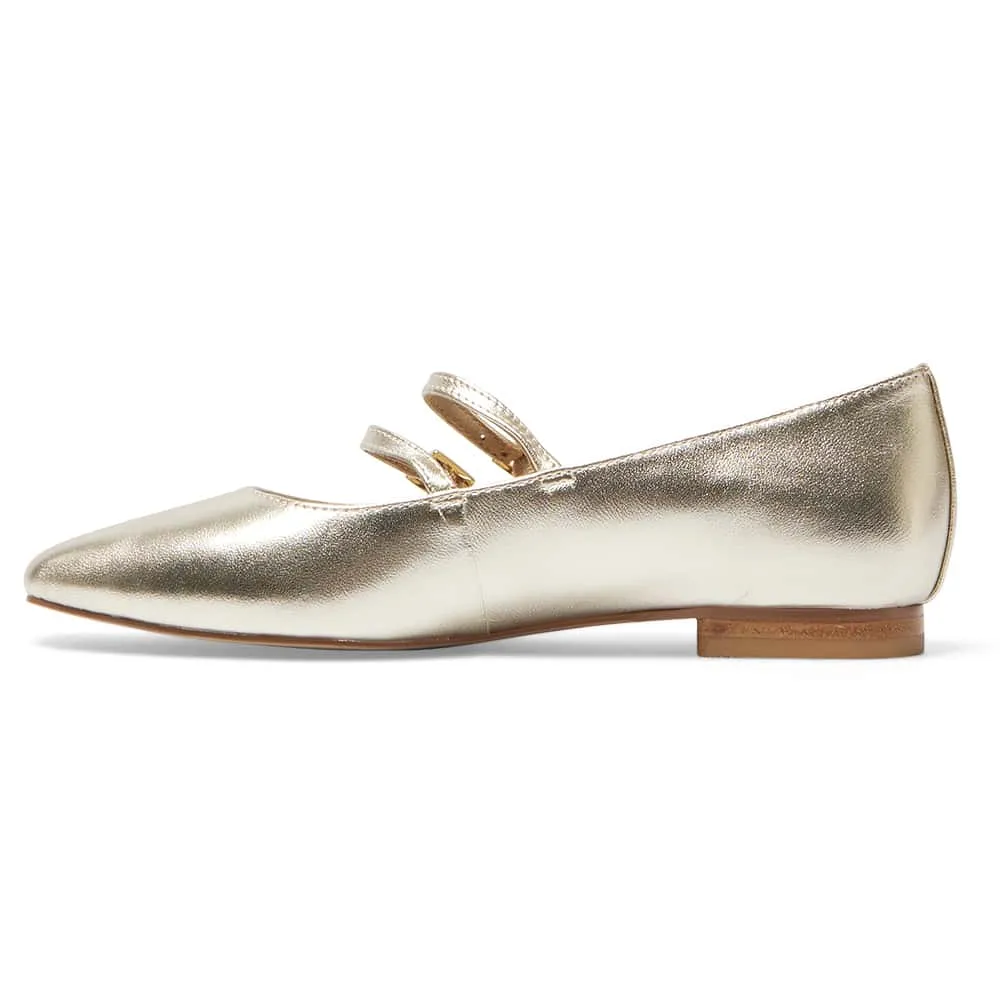 Freda Flat in Gold Metallic Leather