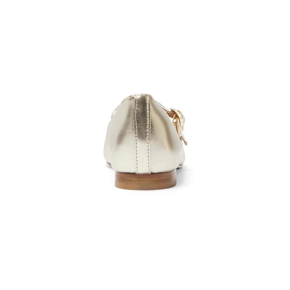 Freda Flat in Gold Metallic Leather