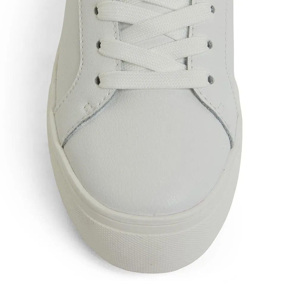 Frenzy Sneaker in White And Red Metallic Leather