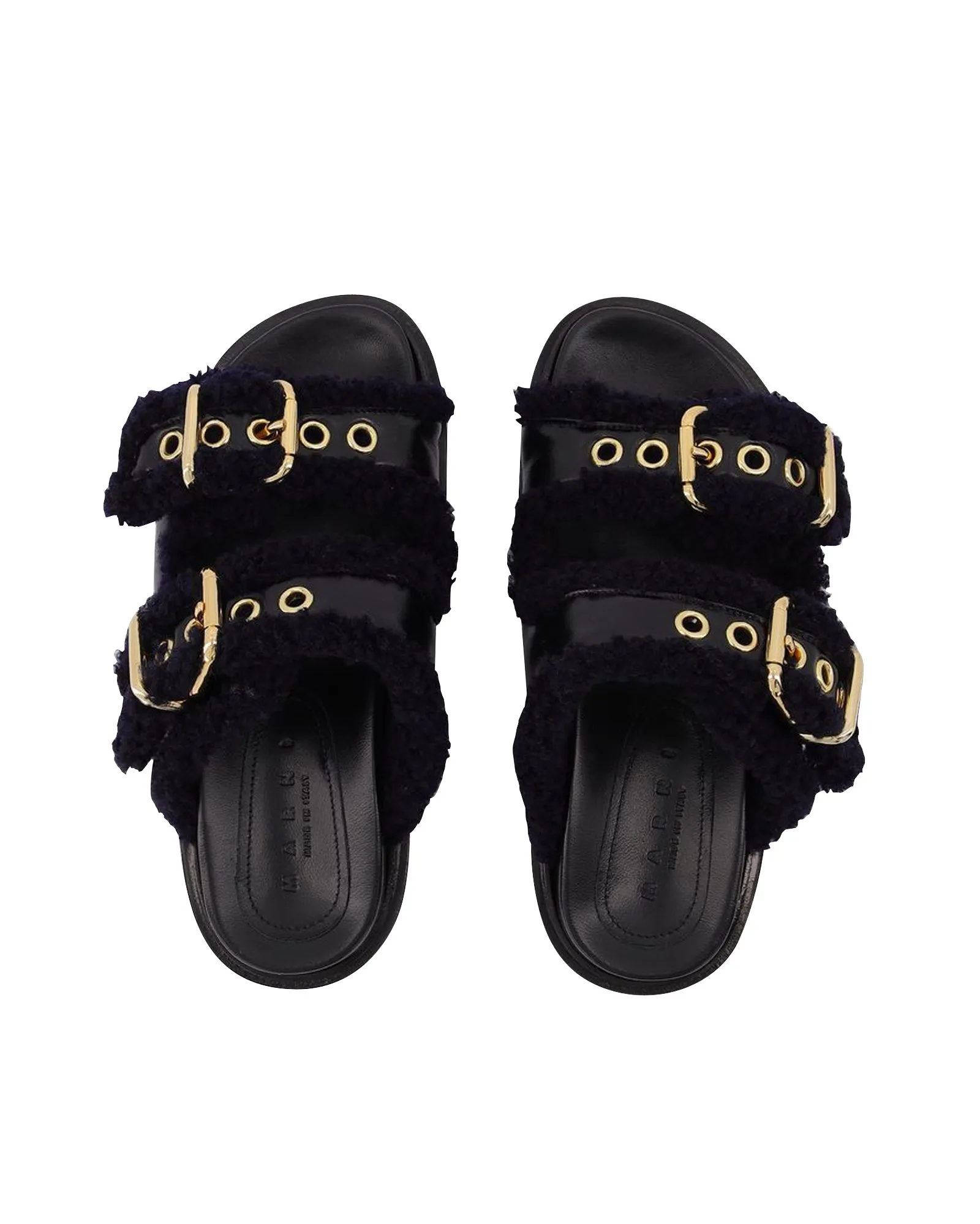 Fussbett Slides in Black Leather