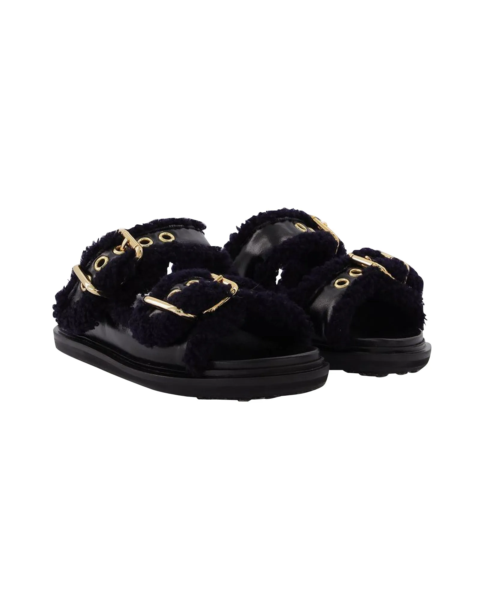 Fussbett Slides in Black Leather