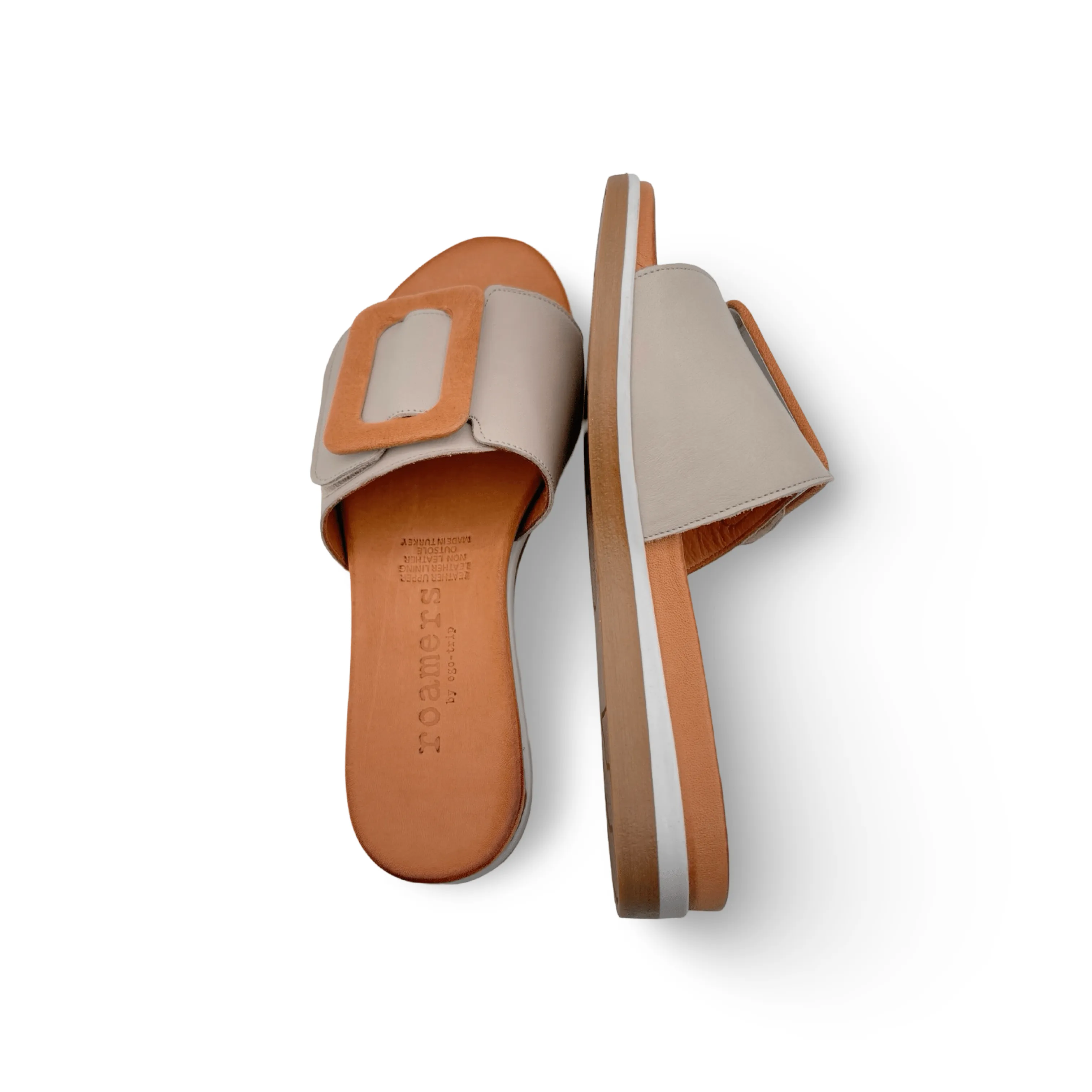 Gia Grey Adjustable Leather Slide