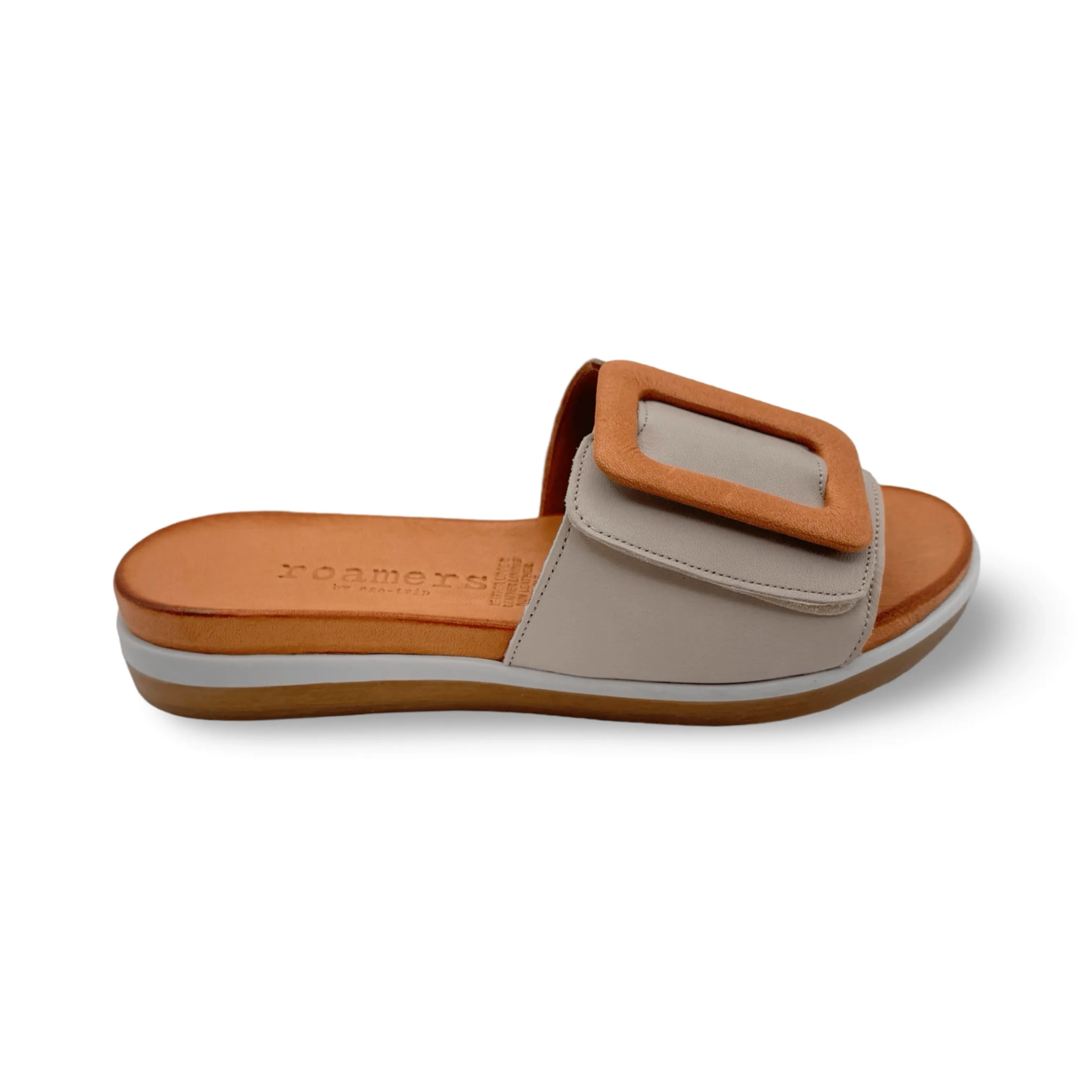 Gia Grey Adjustable Leather Slide