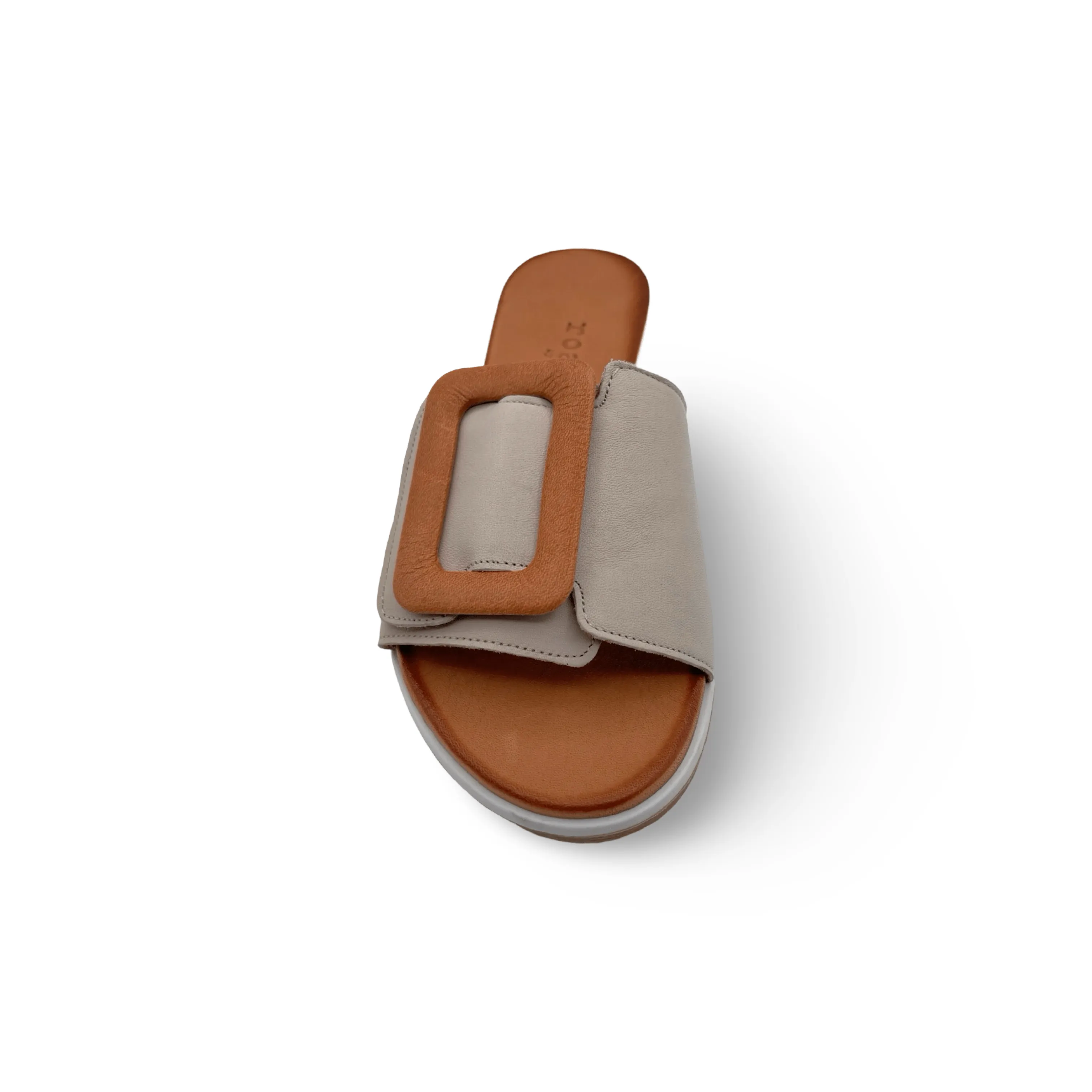 Gia Grey Adjustable Leather Slide