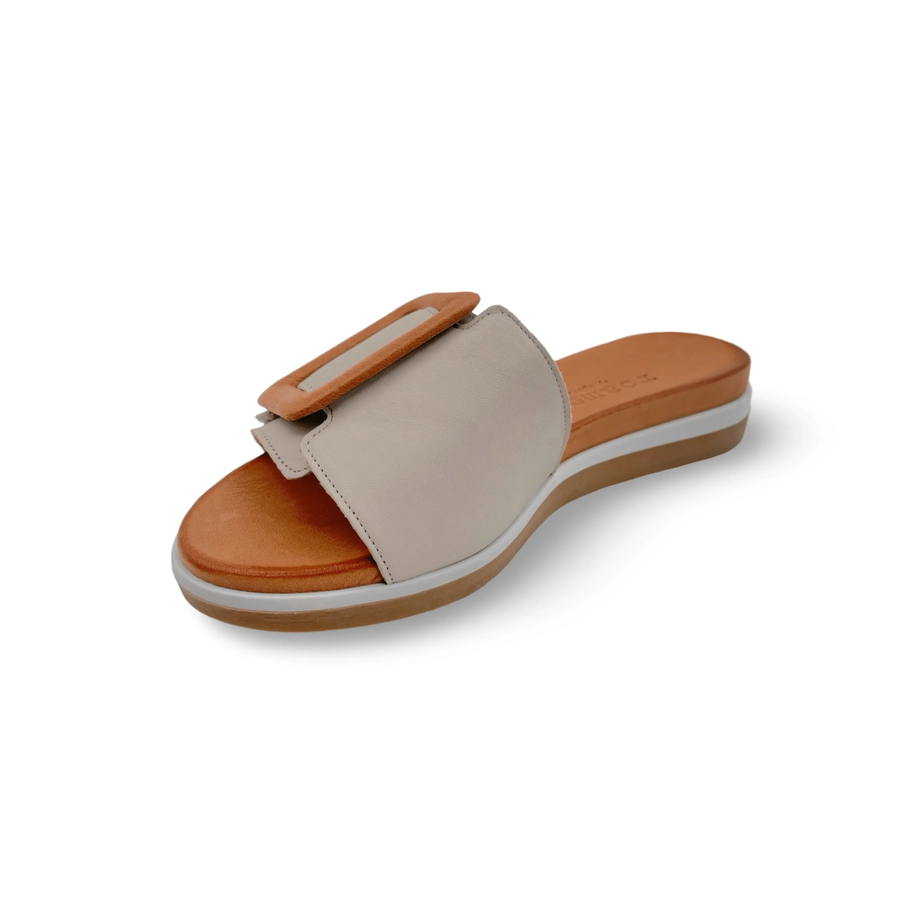 Gia Grey Adjustable Leather Slide