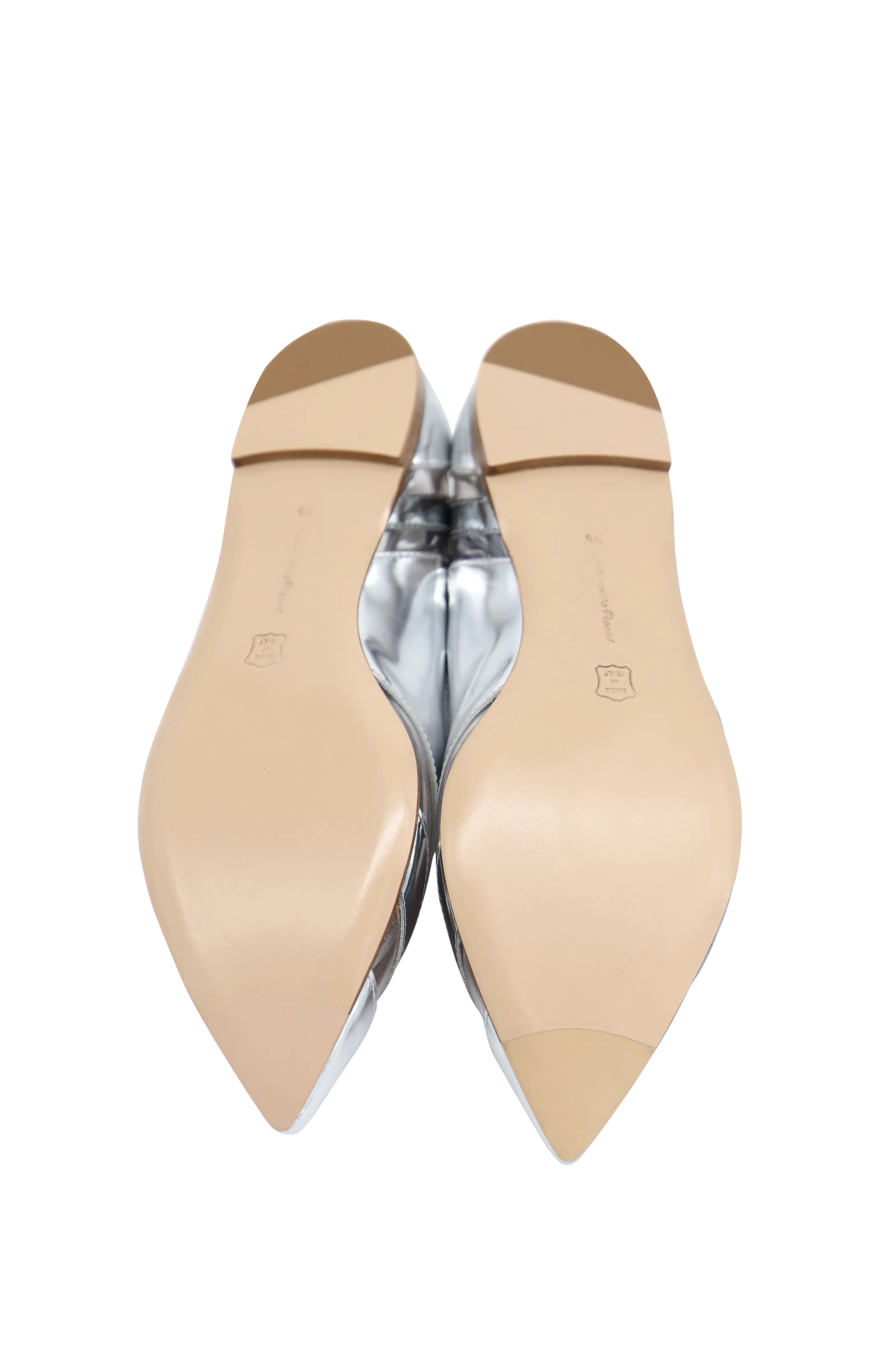 Gianvito Rossi Meparta Pointed Toe Flats in Silver Patent