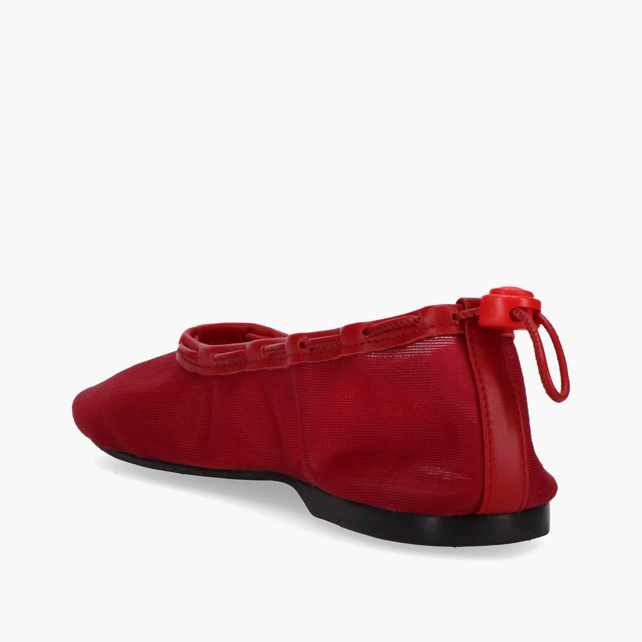 Gill Mesh Red Leather Ballet Flats