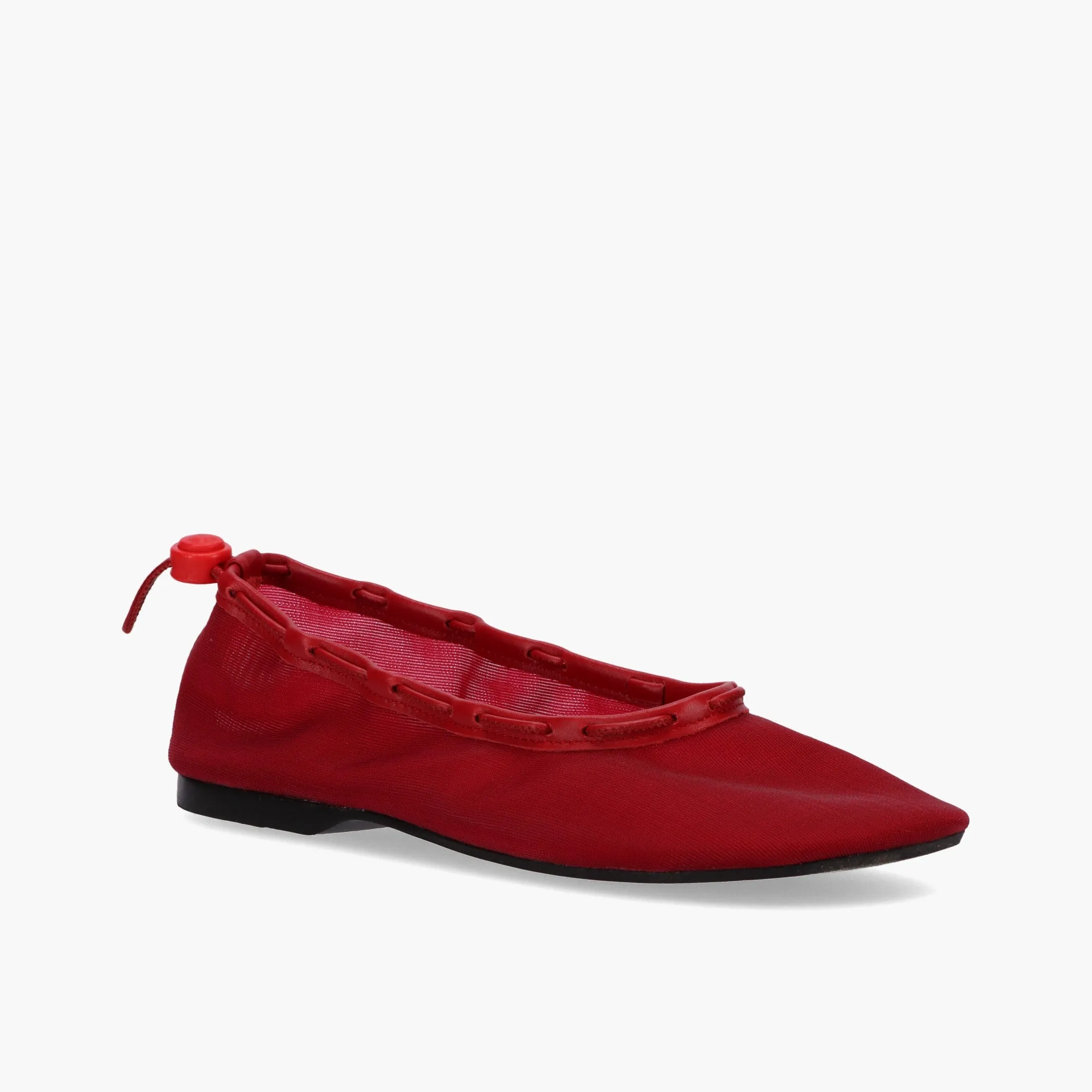 Gill Mesh Red Leather Ballet Flats
