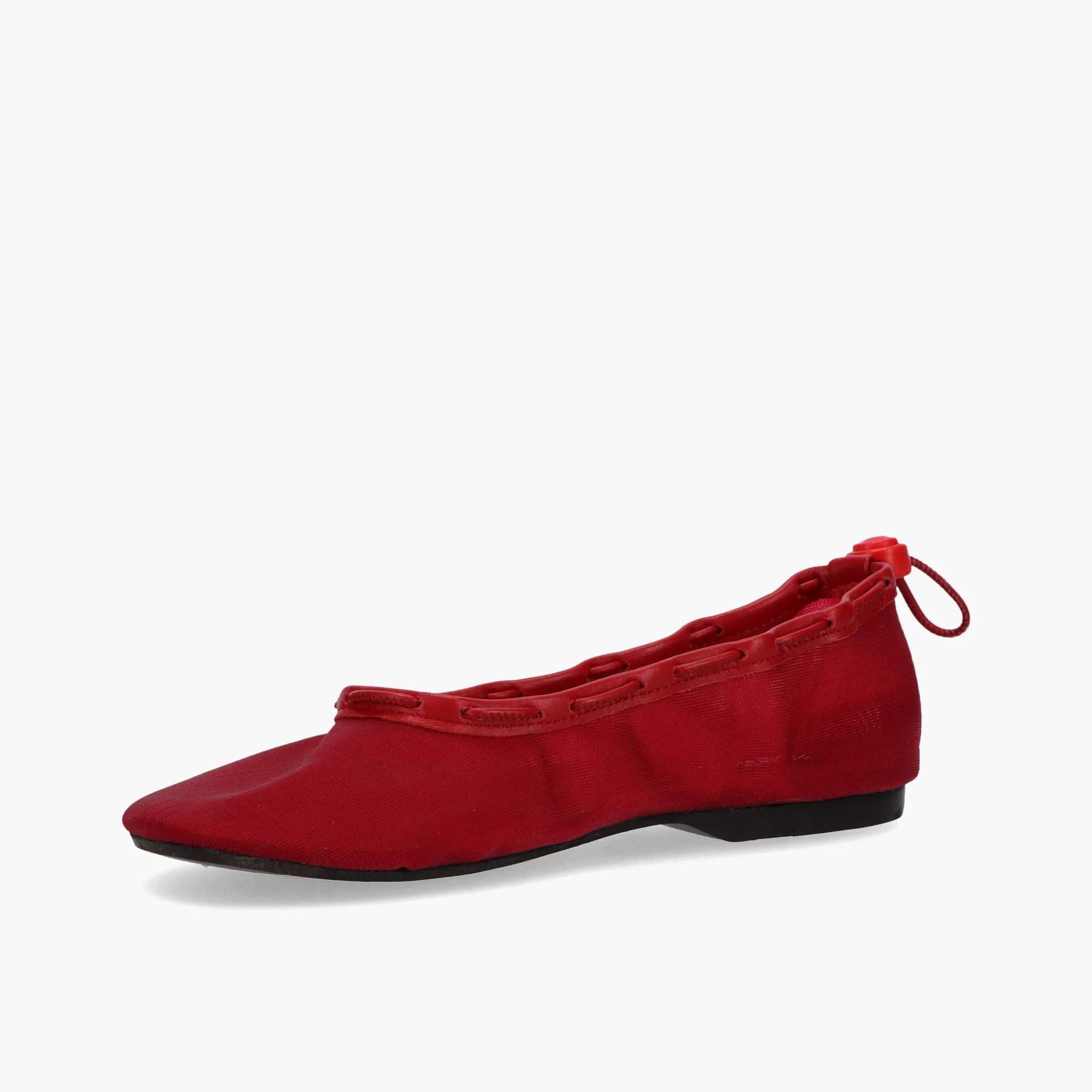 Gill Mesh Red Leather Ballet Flats